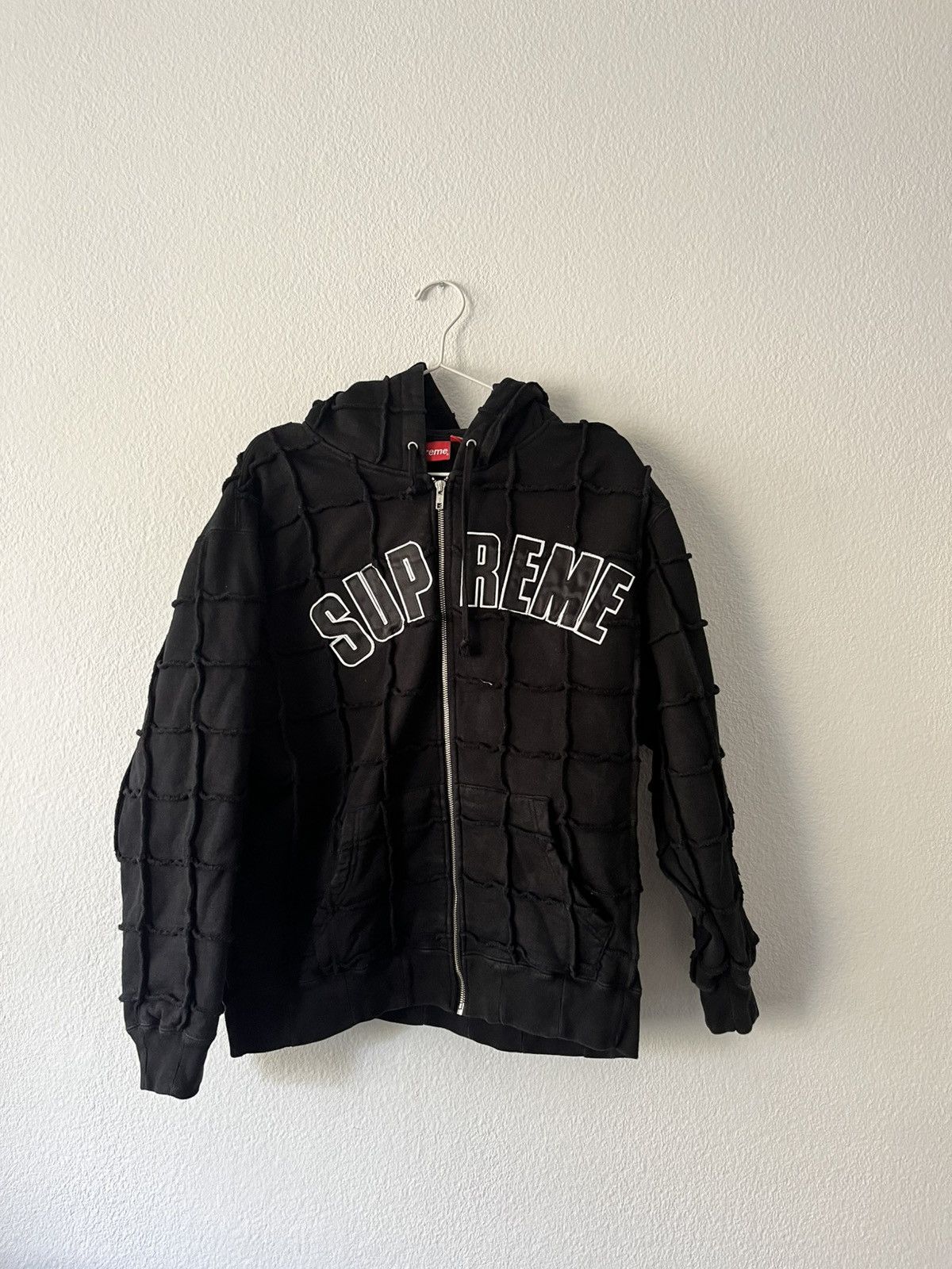 Supreme Patchwork Zip Up Hooded Sweatshirt Black Men's