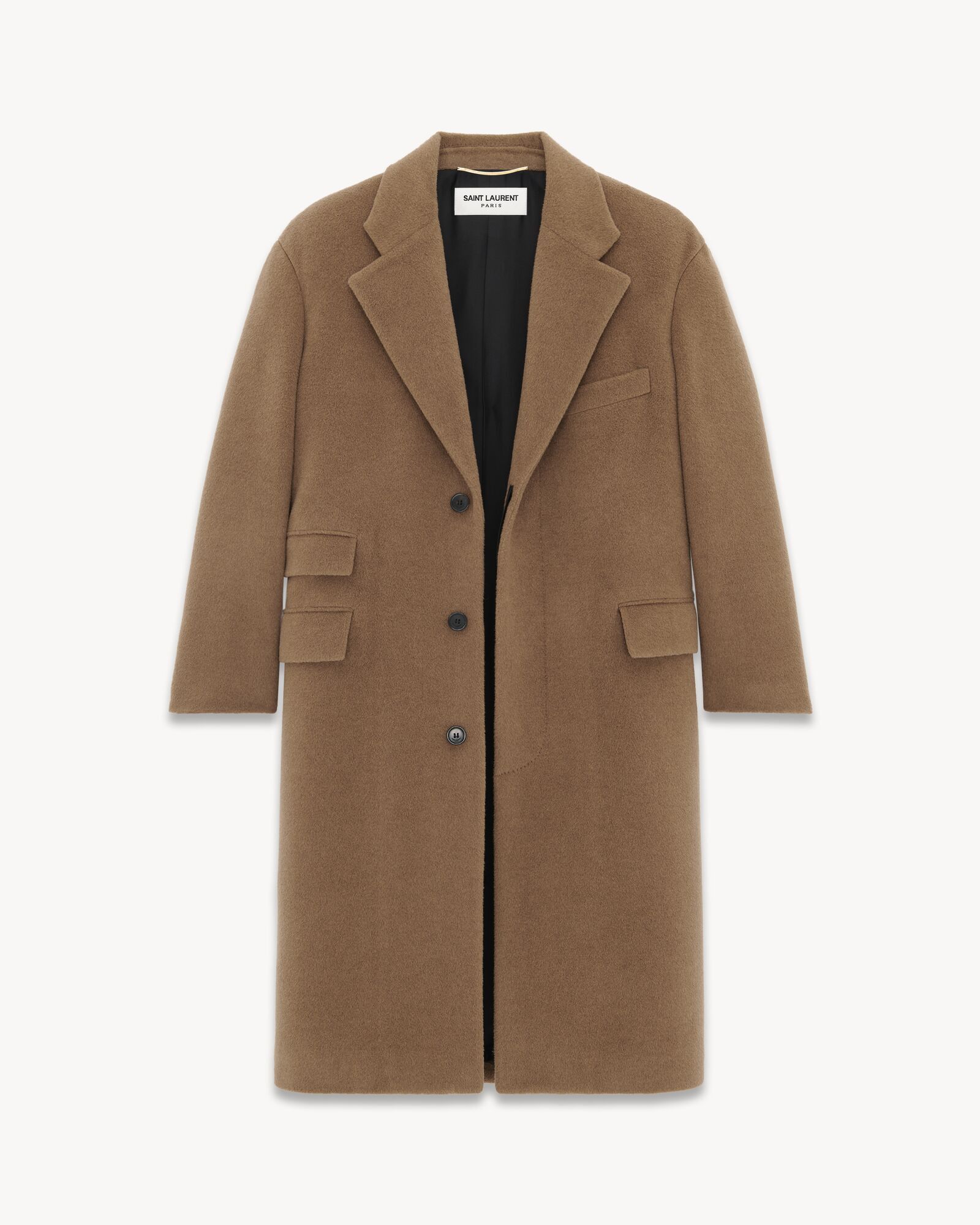 Saint Laurent Paris o1bcso1str1224 Runway Oversized Coat In Wool in Beige Size XS / US 0-2 / IT 36-38 - 2 Thumbnail