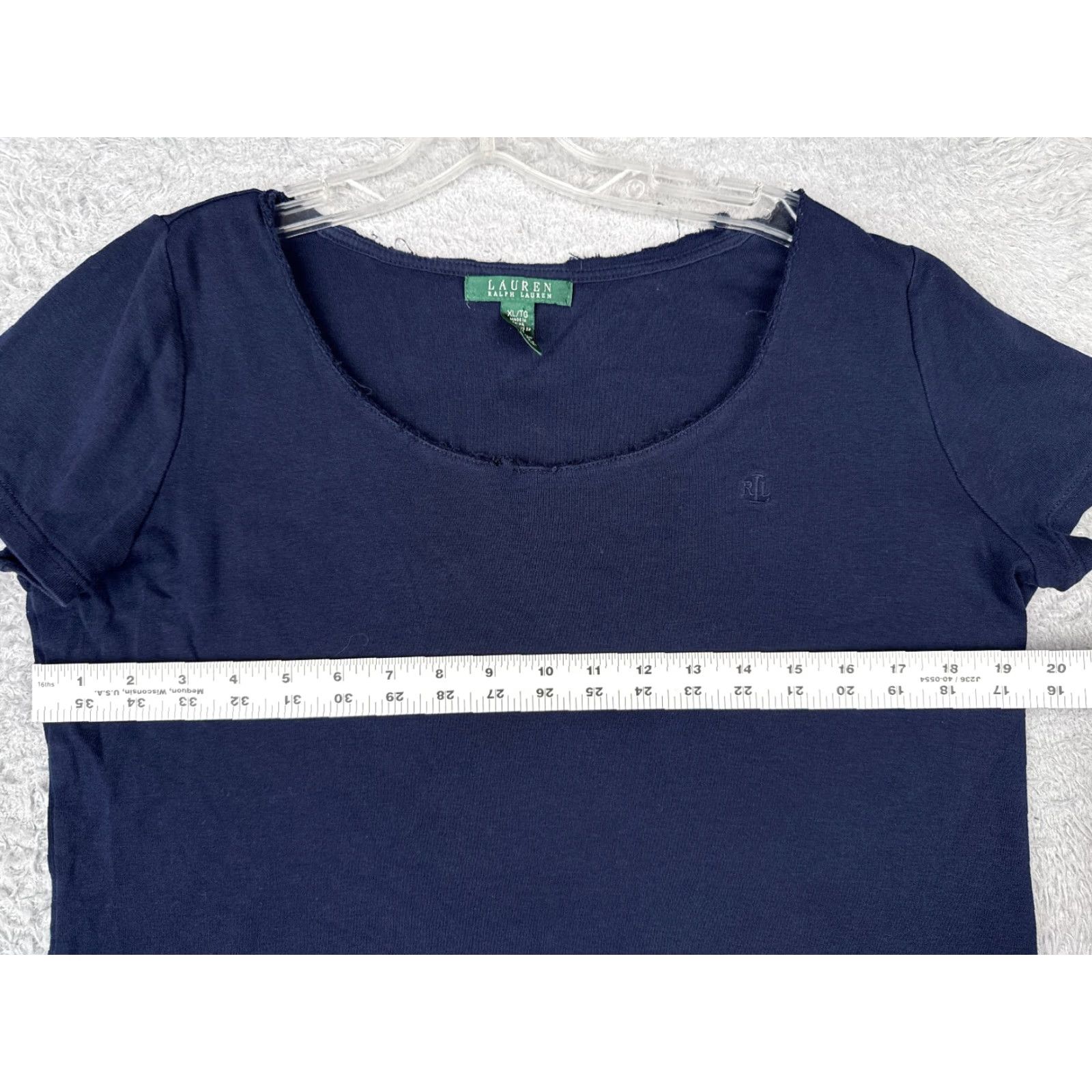 Ralph Lauren VINTAGE Lauren Ralph Lauren Shirt Women XL Blue Cotton Logo Crew Neck Short Sleeve Sports Womens Size XL / US 12-14 / IT 48-50 - 7 Thumbnail