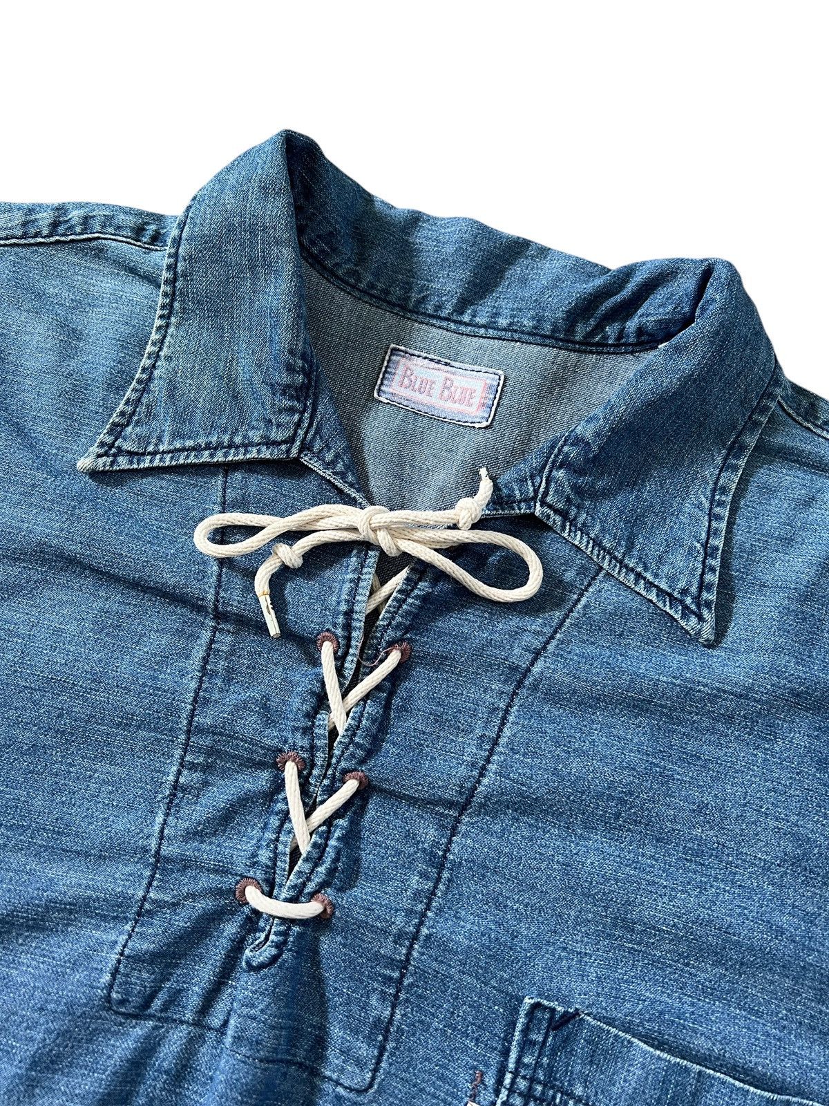 Blue Blue Japan × HOLLYWOOD RANCH MARKET × Japanese Brand Vintage Blue Blue Japan 🇯🇵 Lace Pullover Size US XL / EU 56 / 4 - 9 Thumbnail