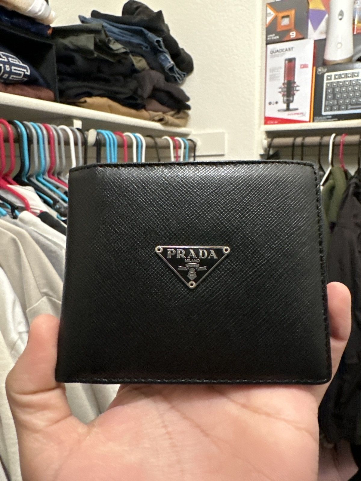 image of Prada Bifold Wallet in Black, Men's