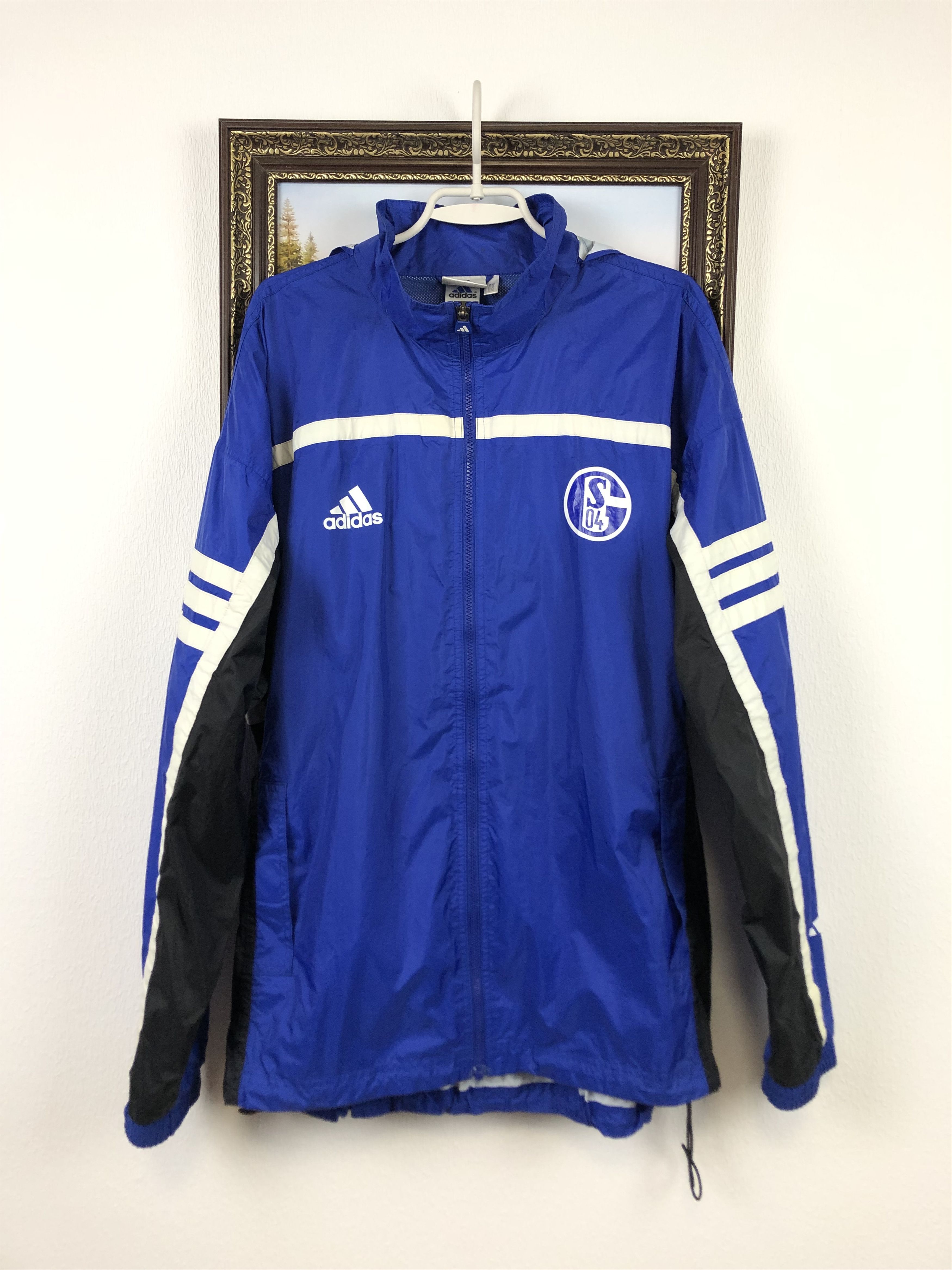 image of Adidas Vintage Fc Schalke 04 Football Jacket Windbreaker Soccer in Blue, Men's (Size Large)