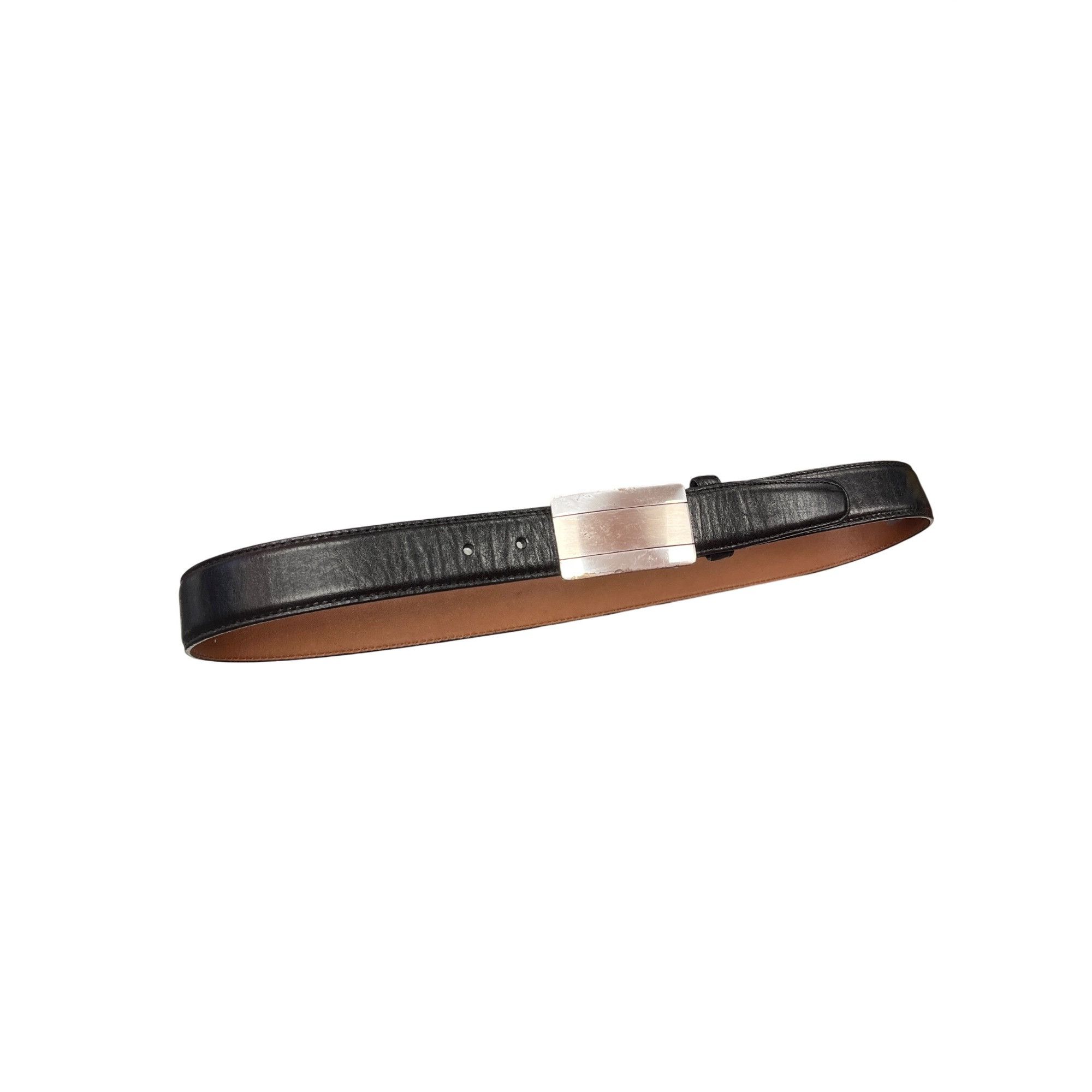 Brighton Brighton VTG mens black leather silver buckle belt sz 34, 41 Size 34 - 1 Thumbnail