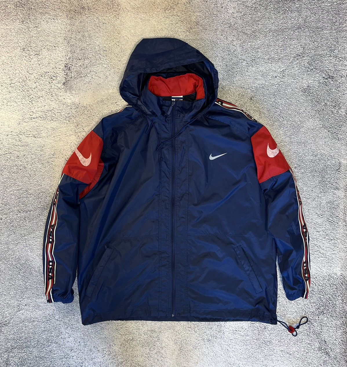 Nike × Vintage Nike Men’s Jacket Windbreaker Vintage Nylon USA Logo Blue Size US XL / EU 56 / 4 - 1 Thumbnail