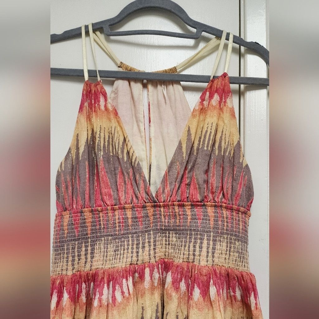 Free People Free People Indian Summer Cotton Gold Lurex Dress Size S / US 4 / IT 40 - 5 Thumbnail