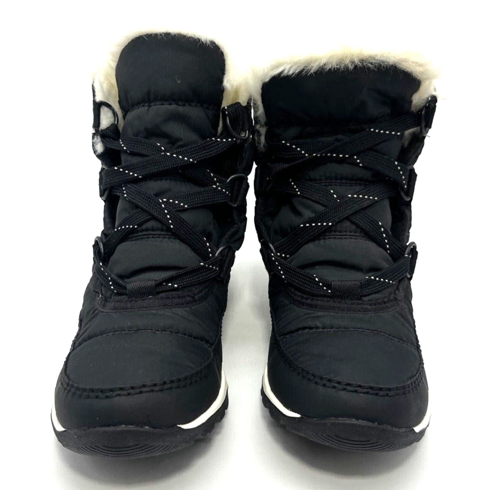 SOREL Sorel Whitney Boots Womens 4 Black Short Lace Snow Faux Fur Lined Bootie Winter Women Adjustable Lined Shoes Size 27" / US 4 / IT 40 - 3 Thumbnail