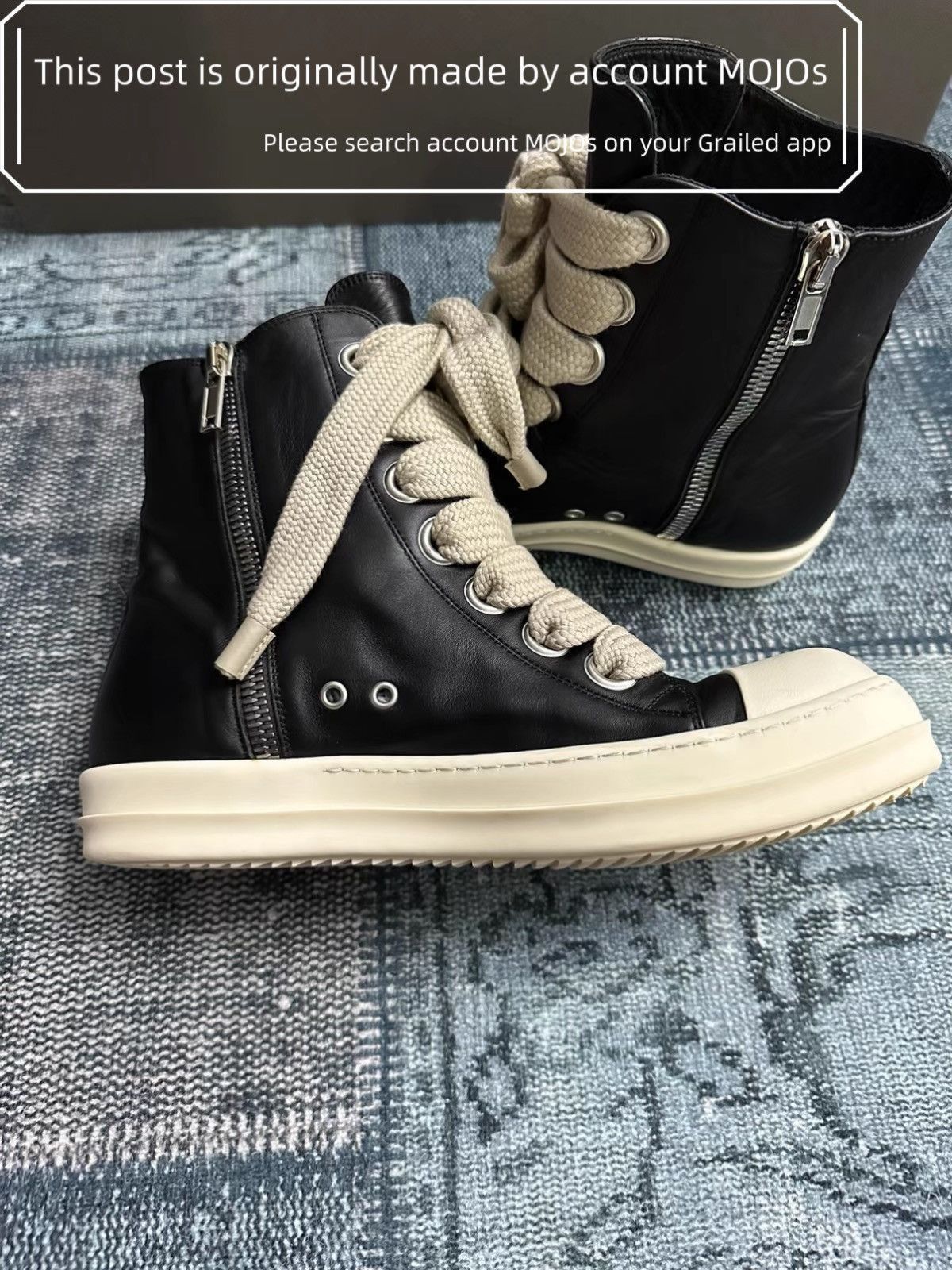 Rick Owens Sz 44 Rick Owens Oversized Lace Leather Ho-top mojos52506 Size US 11 / EU 44 - 3 Thumbnail