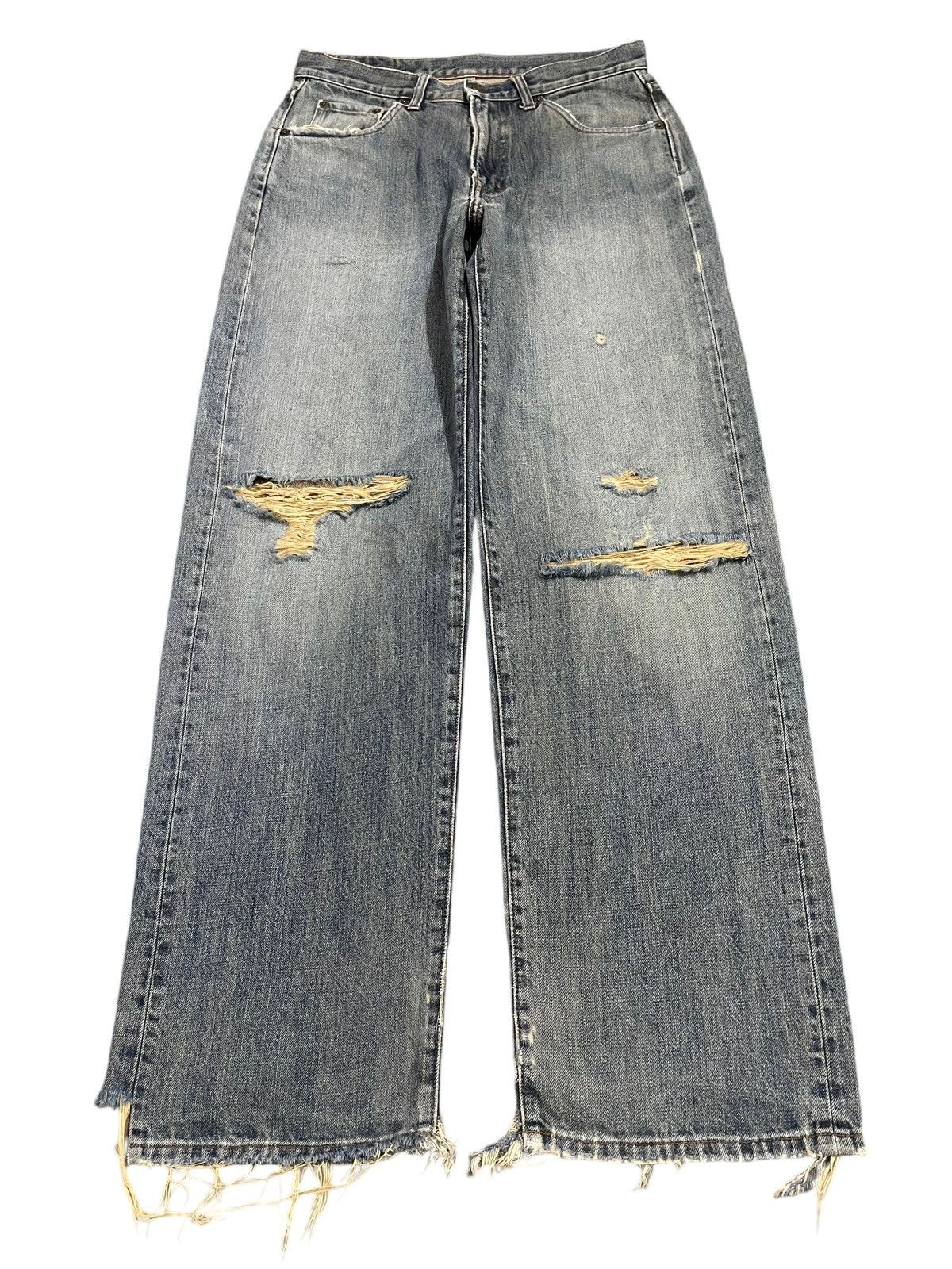 JNCO Vintage Japanese Brand Blue Washed Distressed Baggy Jeans Size US 31 - 1 Thumbnail