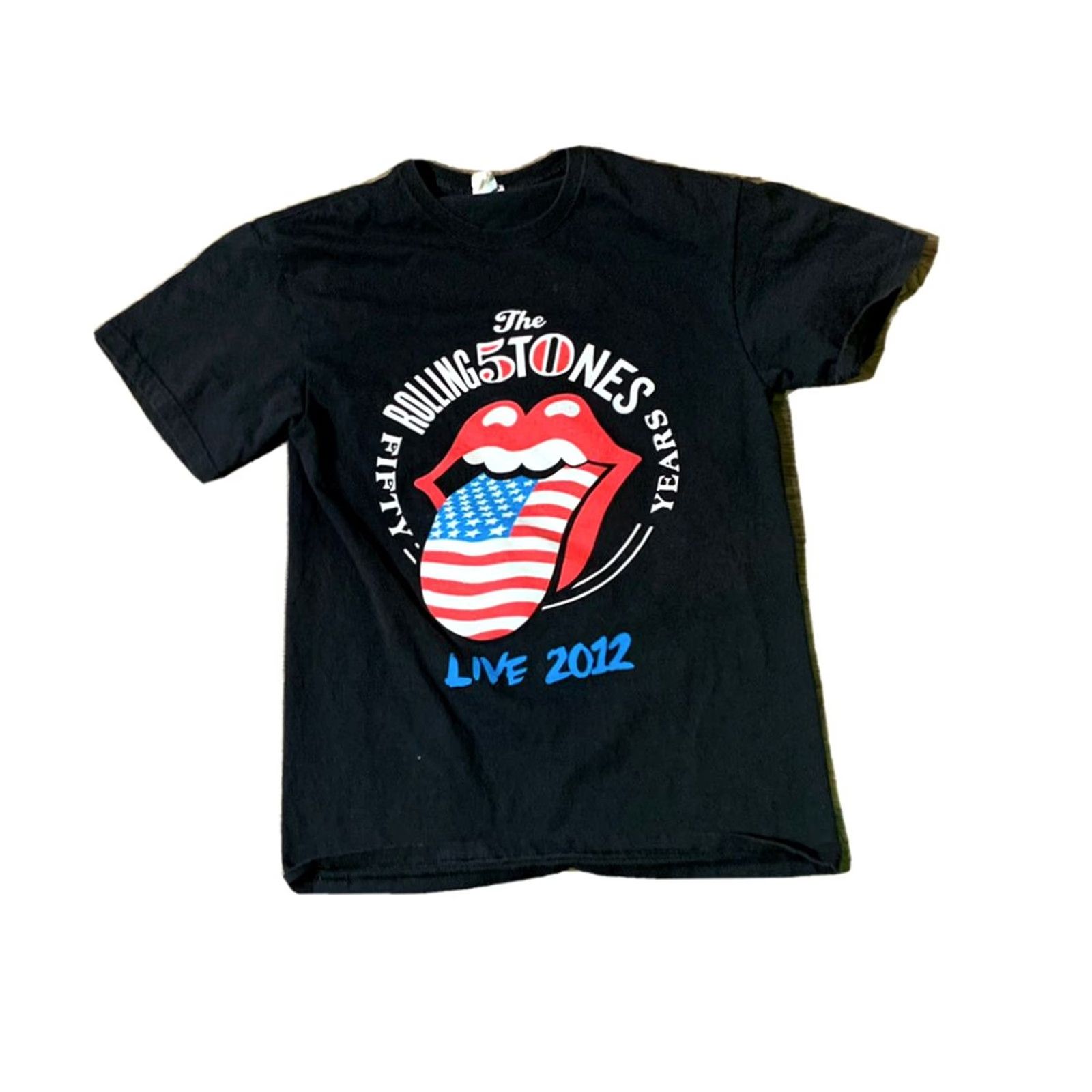 Delta Rolling Stones 50th Anniversary 2012 Brooklyn Concert Tour T Shirt Black Medium Mens Size US M / EU 48-50 / 2 - 3 Thumbnail