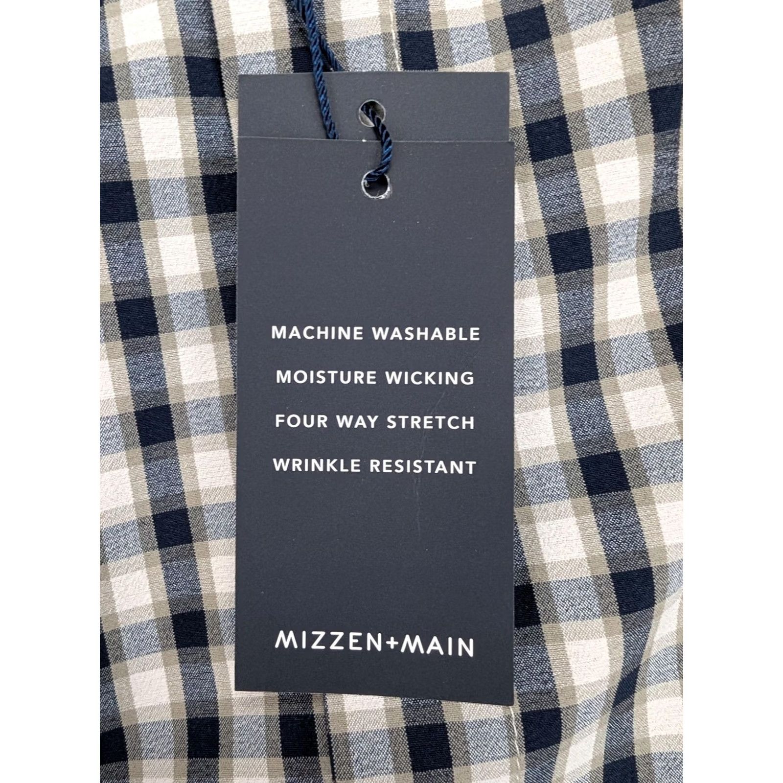 Mizzen+Main Mizzen+Main Leeward Shirt Mens 2XL Trim Fit Blue Plaid Dress Shirt Size 48R - 6 Thumbnail