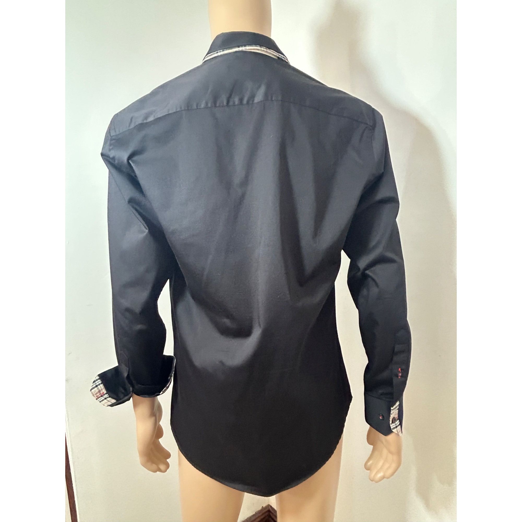 Other Envy Men’s Button Up Black Shirt, L Slim Fit Contrasting Pla Size US L / EU 52-54 / 3 - 11 Thumbnail