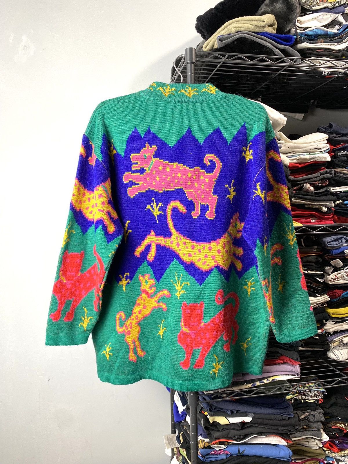 Band Tees × Japanese Brand Rare! Vintage Abstract Colourful LSD Art Knit Sweater Japan Size US L / EU 52-54 / 3 - 10 Thumbnail