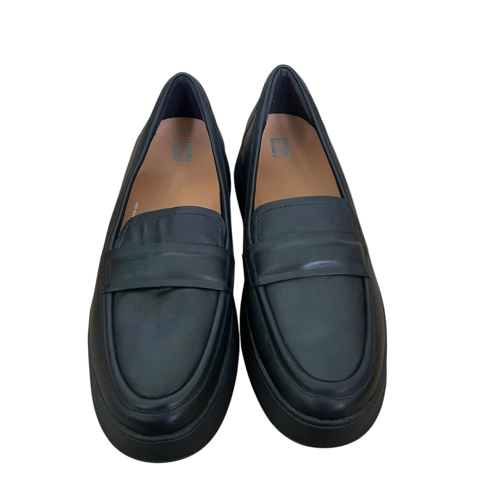 Other FitFlop Black Padded Detail Leather Flatform Loafers Sz 11 Size US 11 / IT 41 - 2 Thumbnail
