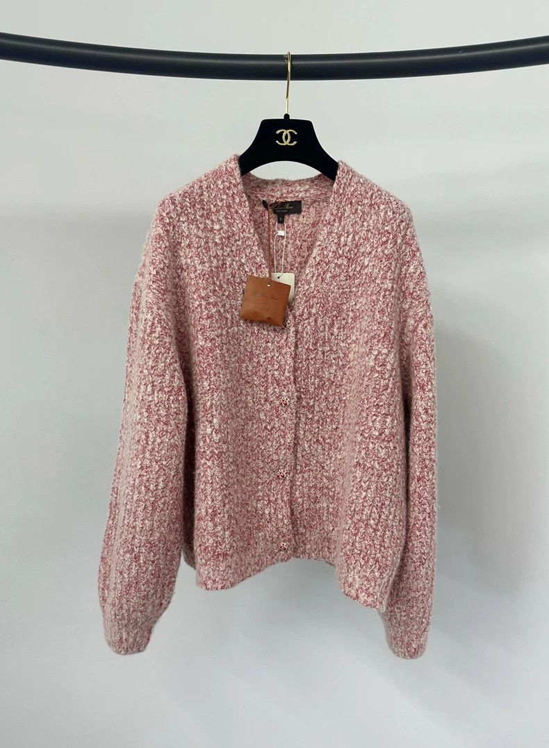 Loro Piana LORO PIANA Pink mixed color cashmere knit cardigan Size L / US 10 / IT 46 - 1 Thumbnail