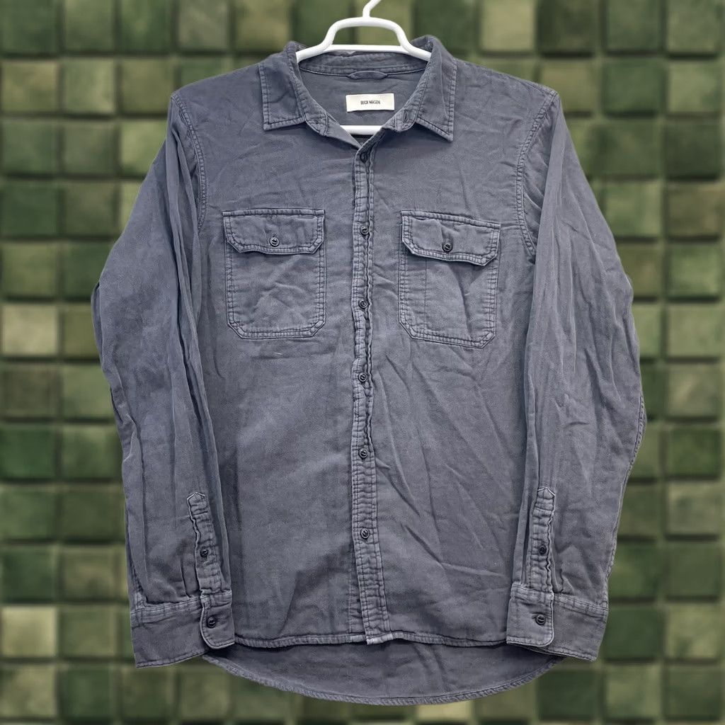 Buck Mason Shirt Mens L Brushed Flannel Classic Fit Utility Cotton Gray, Men's