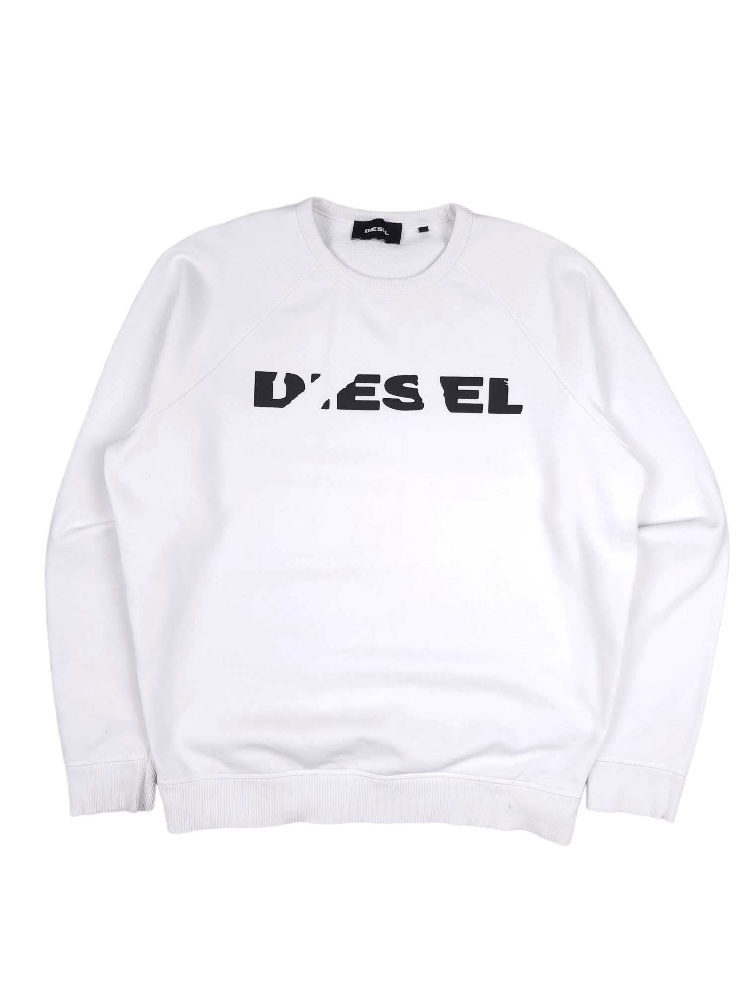 Designer × Diesel 💎 Diesel Broken Logo White Crewneck Sweatshirt Size US XL / EU 56 / 4 - 1 Thumbnail