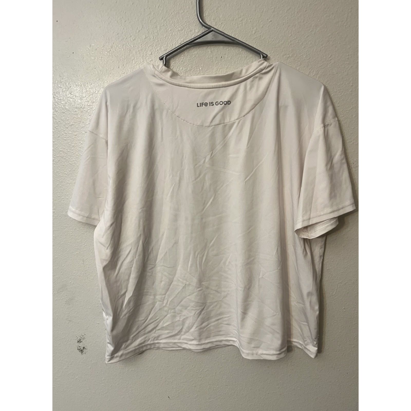Life is Good Life is Good Womens T-Shirt White Short Sleeve Graphic Heart Large Crew Neck Cotton L Regular Womens Size L / US 10 / IT 46 - 3 Thumbnail