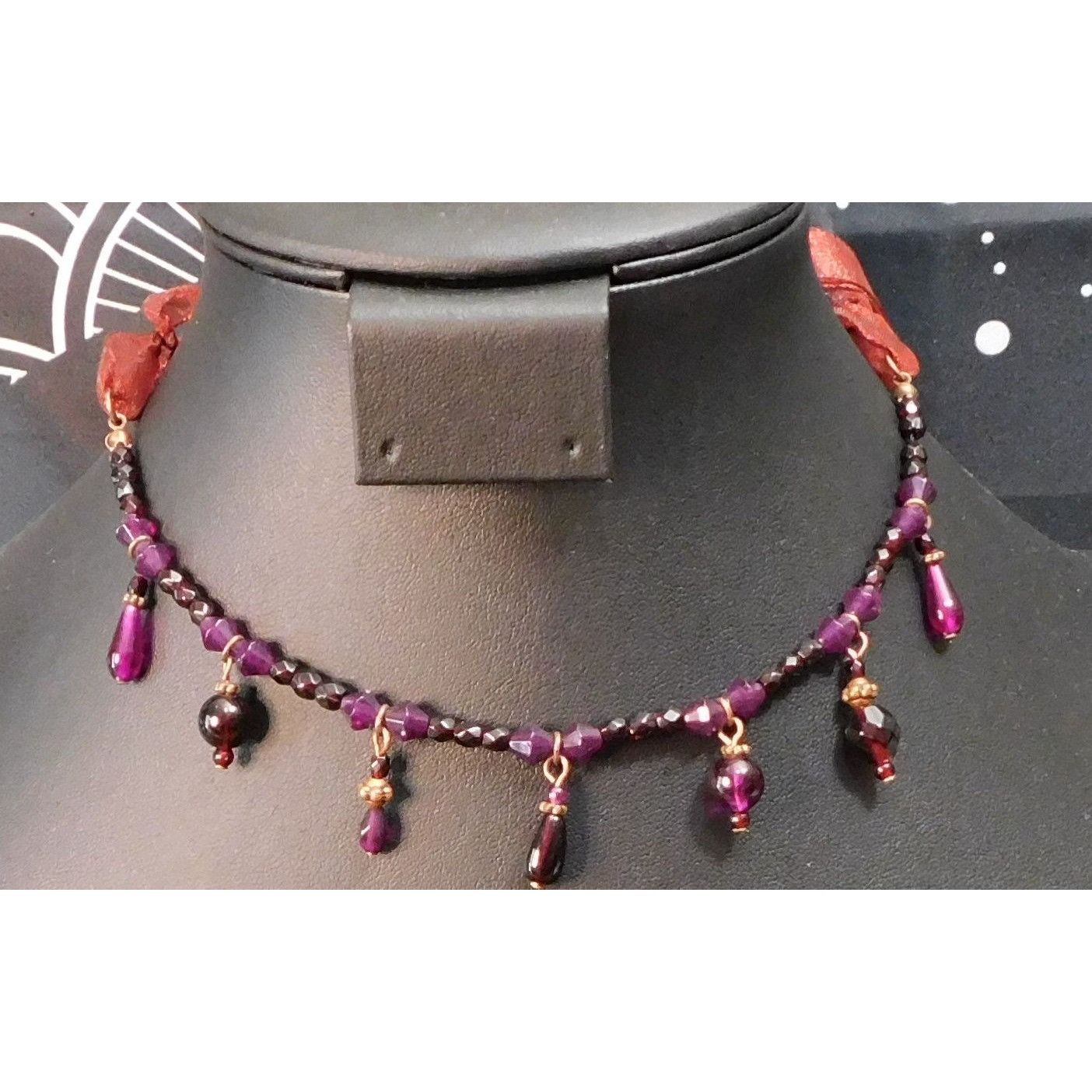 Handmade Handmade Gothic Red And Purple Tie On Beaded Necklace Size ONE SIZE - 2 Thumbnail