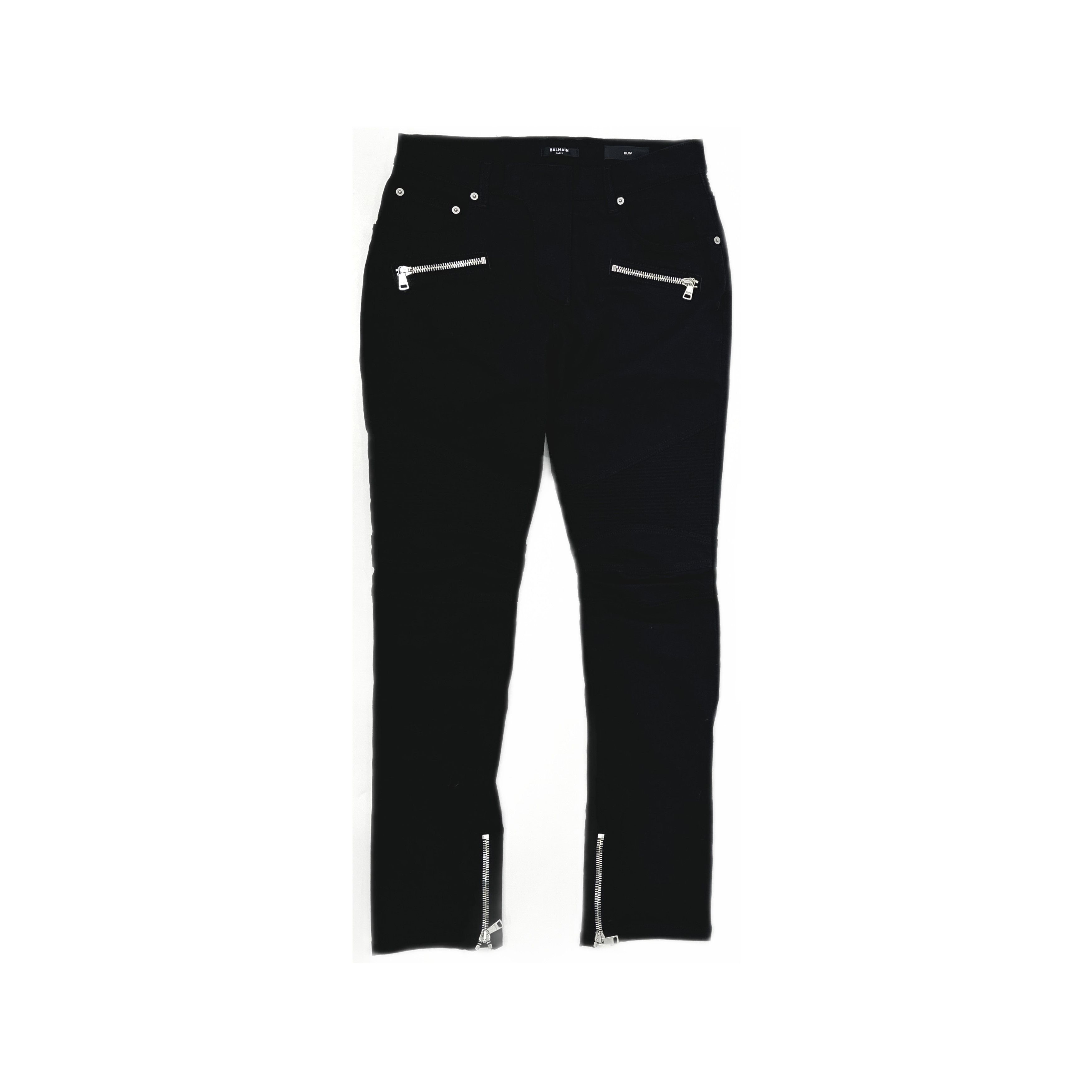 Balmain Balmain Double Zip Black Coated Cargo Biker Pants | Grailed