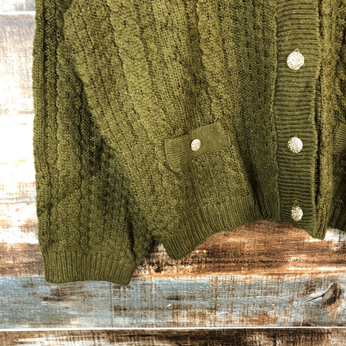 Japanese Brand Pelejutienu Green Patterned Cardigans #A2496 Size M / US 6-8 / IT 42-44 - 7 Thumbnail