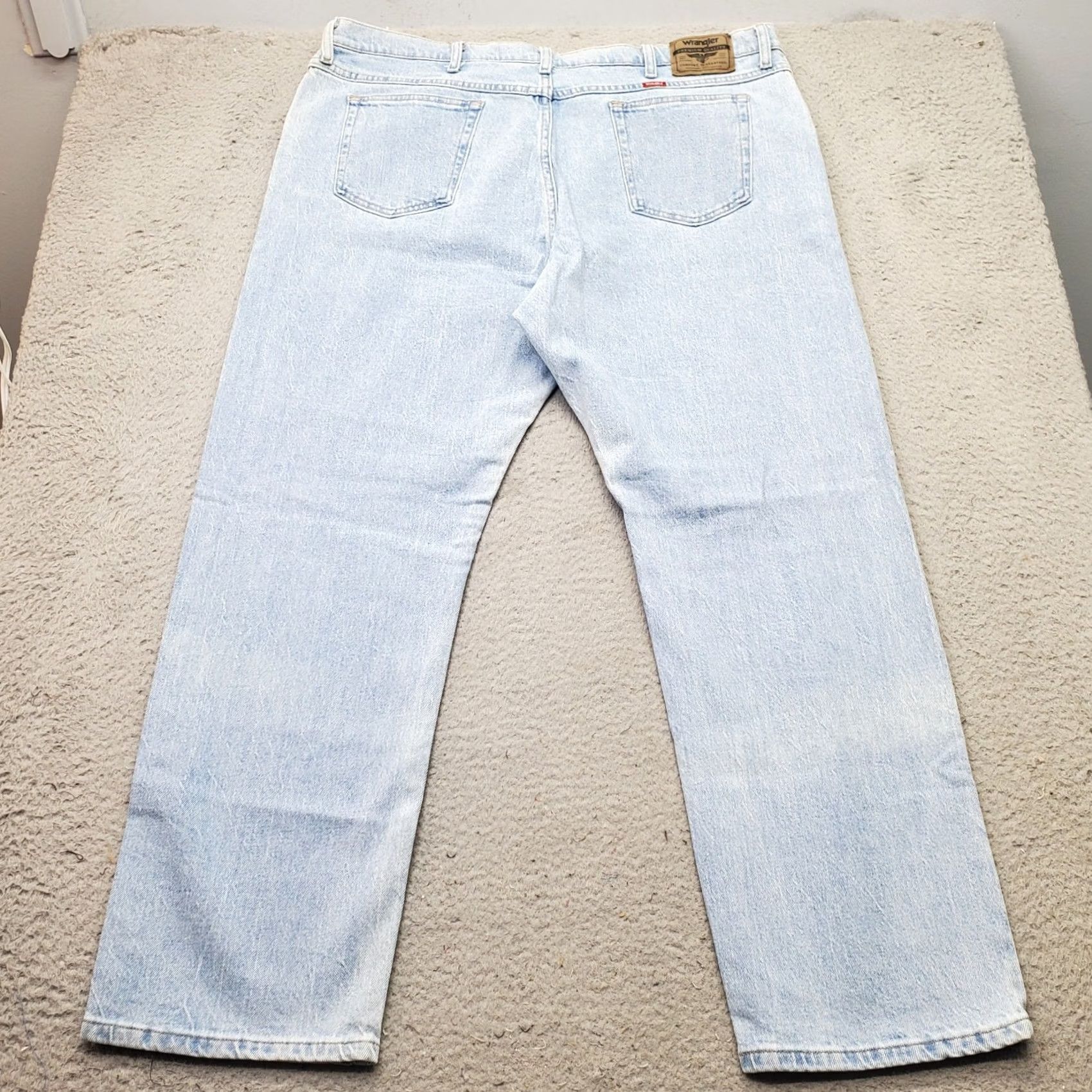 Wrangler Wrangler Jeans Mens 42x30 Blue Premium Denim Whiskered Straight Leg 1096FXVBI Size US 42 / EU 58 - 2 Thumbnail