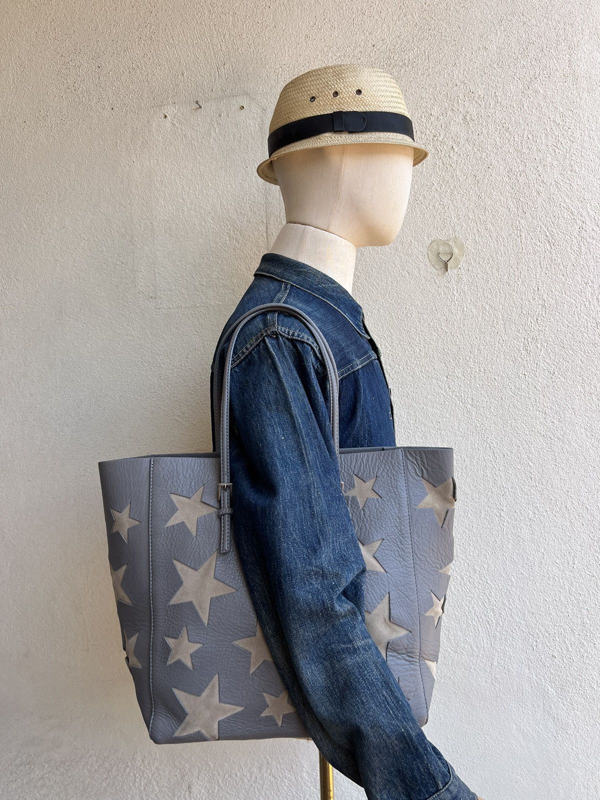 Leather Handmade Amantes Amentes Stars Patina Leather Tote Bag Size ONE SIZE - 3 Thumbnail