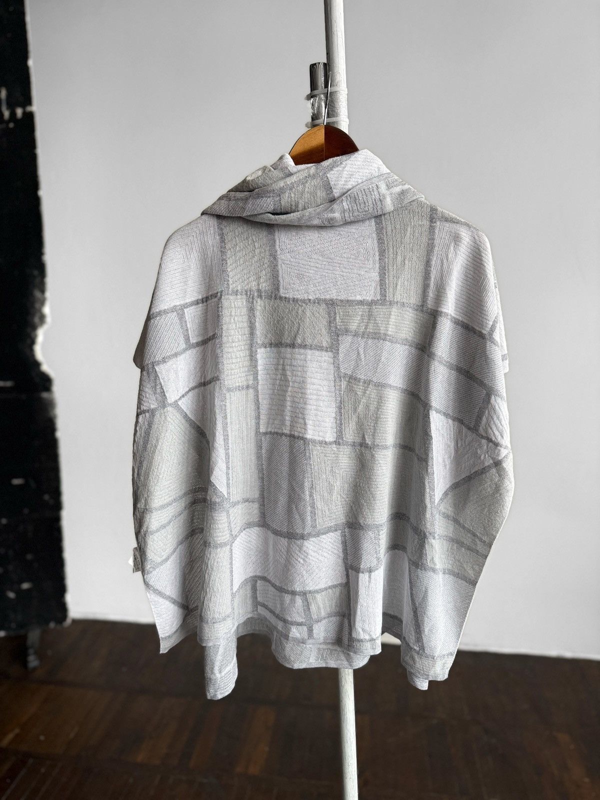 Sarah Pacini Sarah Pacini Women Landscape Poncho Grey Cowl Neck Oversized Size ONE SIZE - 5 Thumbnail