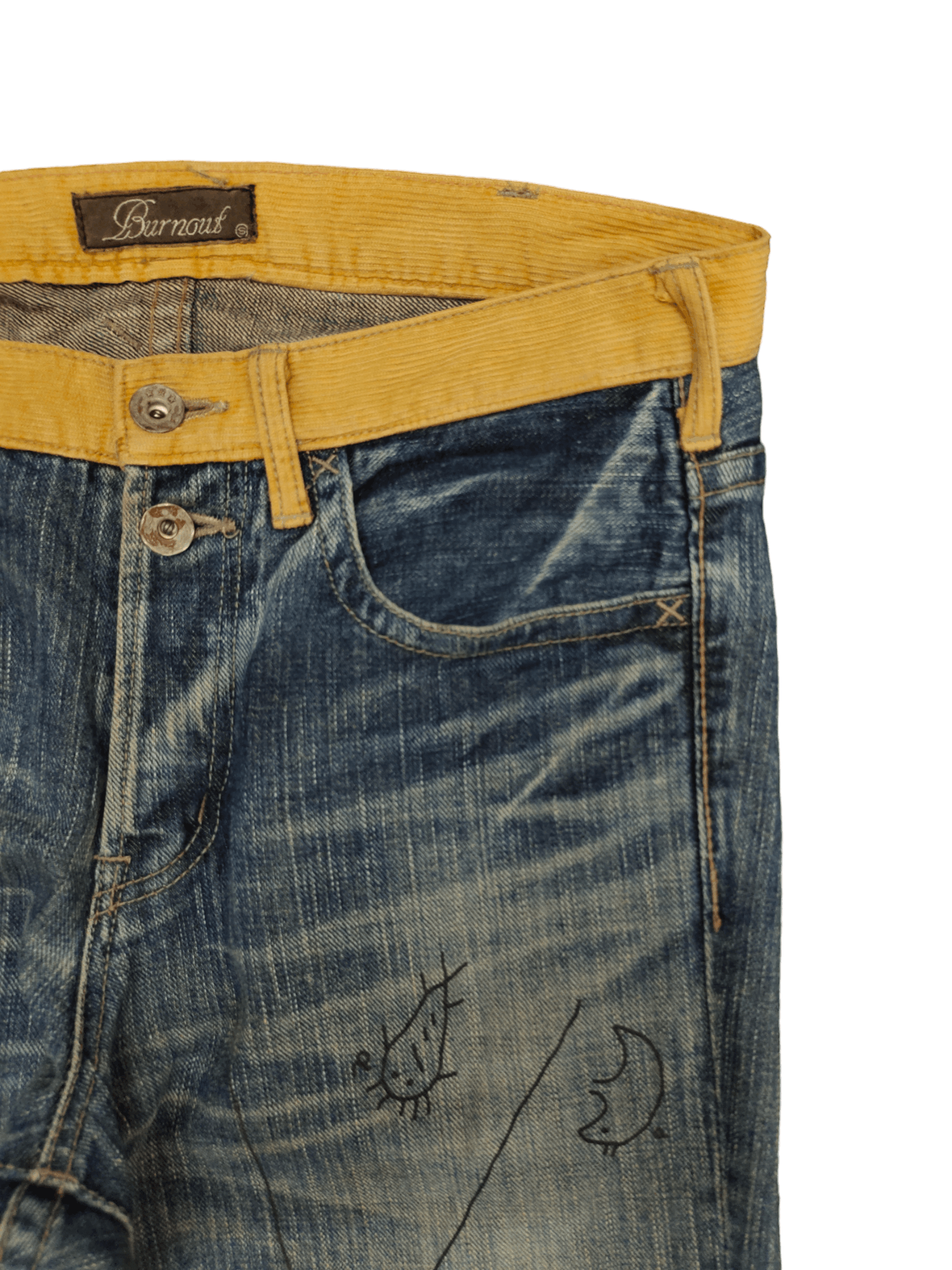 Hysteric Glamour × Undercover Burnout Japan Paisley Custom Faded Clawmark Denim Jeans Size US 31 - 3 Thumbnail