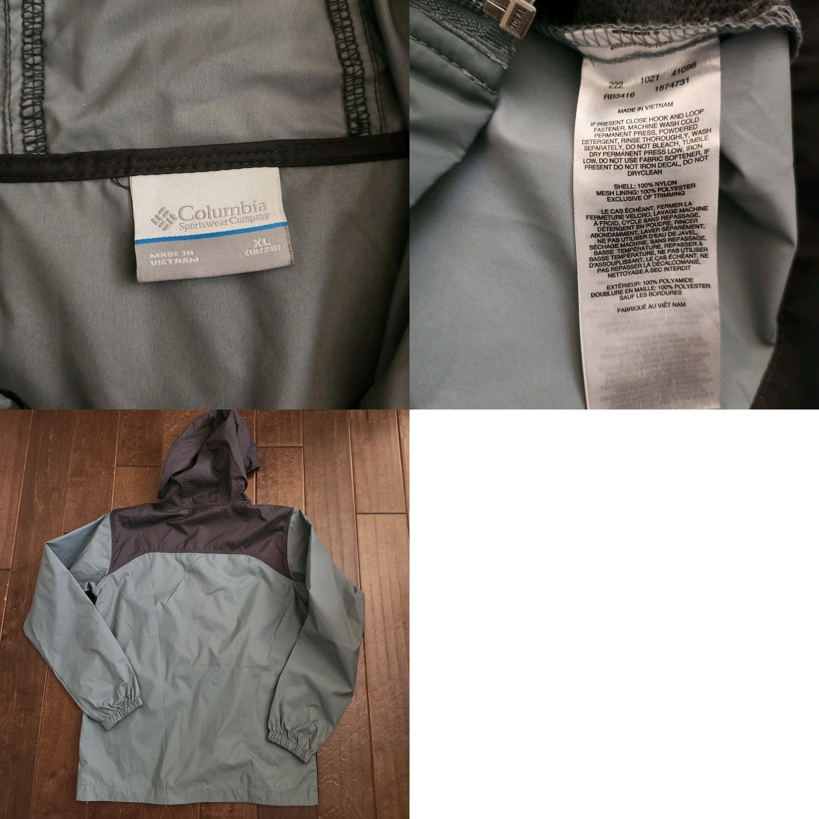 Vintage Columbia Windbreaker Jacket Gray Full Zip Hooded Lightweight Women's XL Outdoor Travel Casual Size XL / US 12-14 / IT 48-50 - 10 Thumbnail