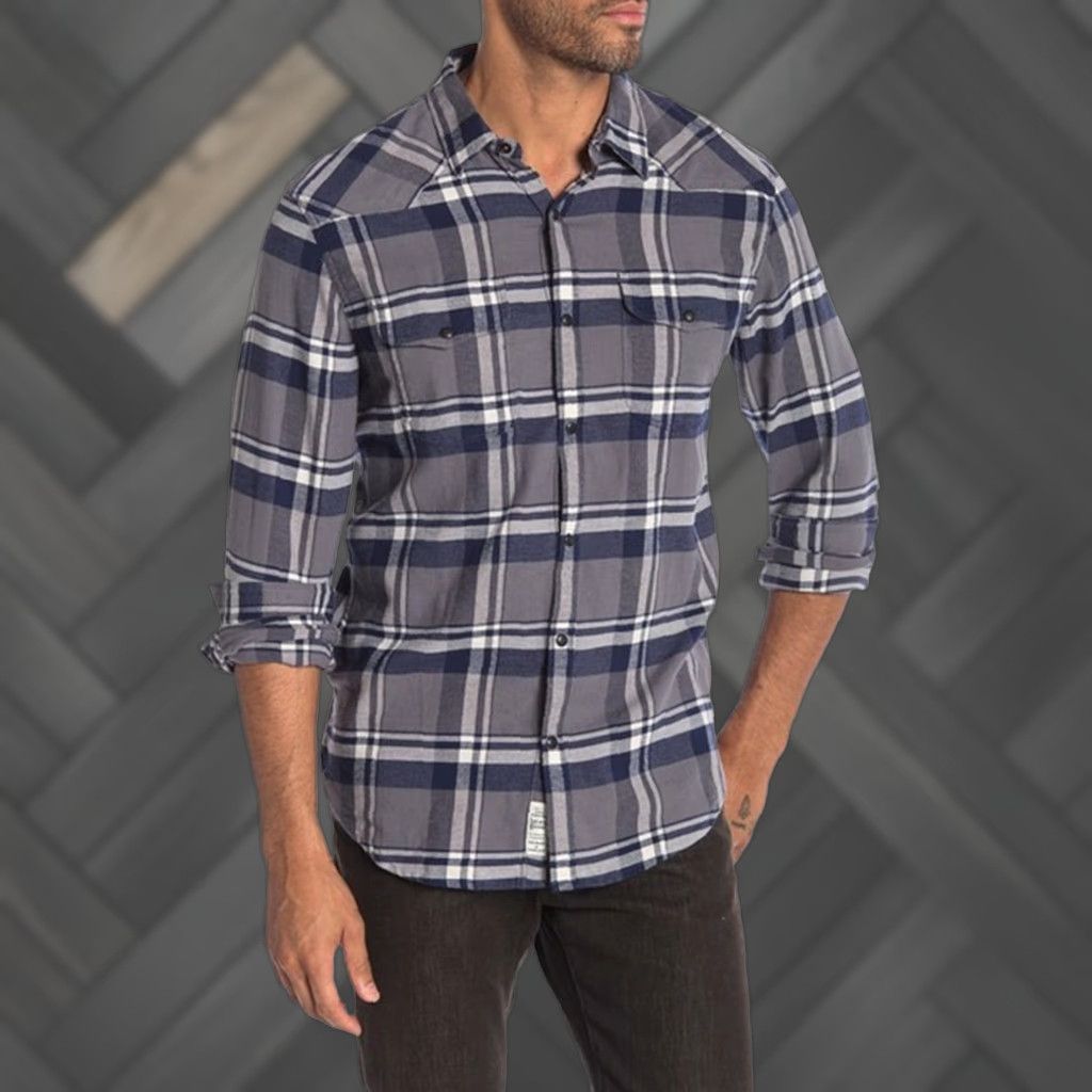 Lucky Brand Lucky Brand Plaid Pearl Snap Front Flannel Western Shirt Small Blue Gray NWT Men Slim Fit Long Sleeve Button-Up Size US S / EU 44-46 / 1 - 1 Thumbnail