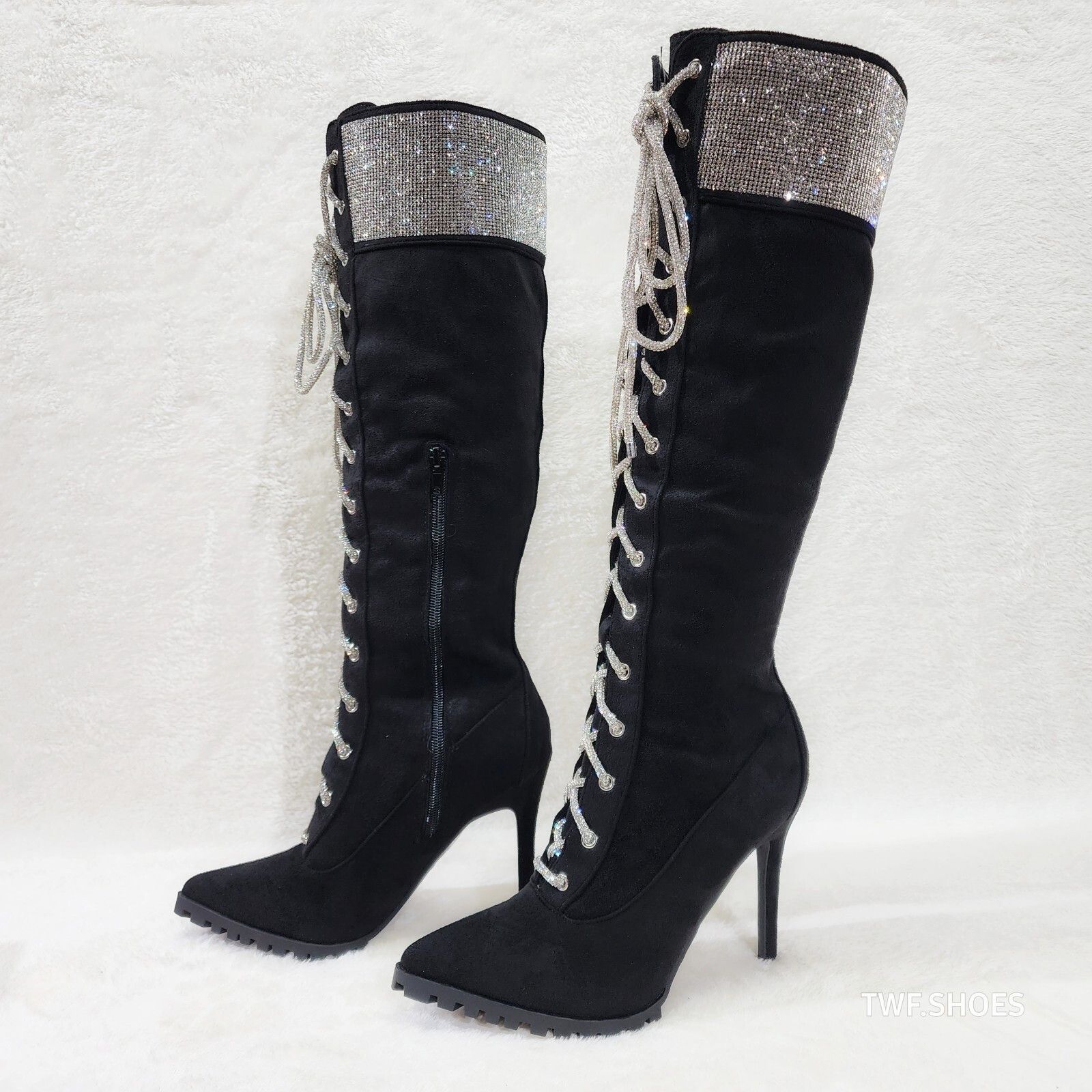 Other Queens FX Suede & Rhinestone Pointy Toe High Heels Stiletto Size US 9 / IT 39 - 1 Thumbnail