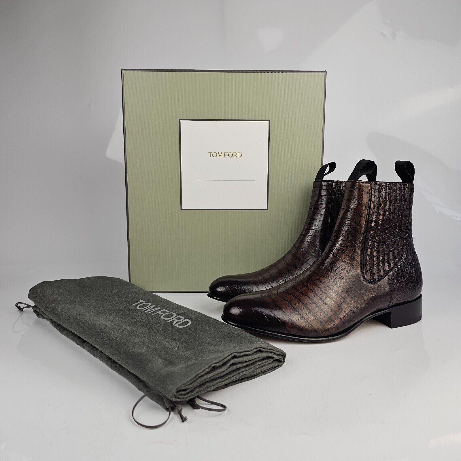 image of Tom Ford Leather Boots In Brown, Men's (Size 10)