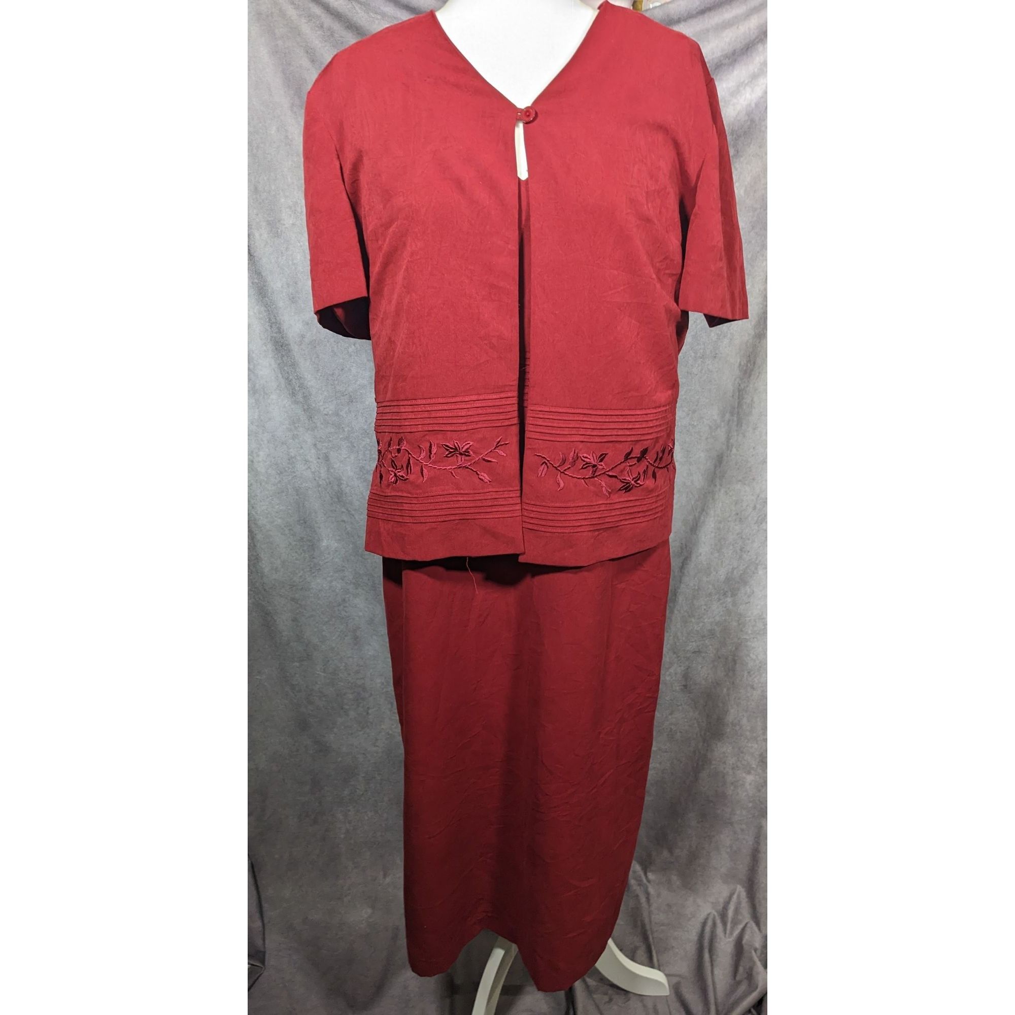 Other Vintage Melissa Harper Red Floral Embroidered Dress And Jack Size XL / US 12-14 / IT 48-50 - 8 Thumbnail
