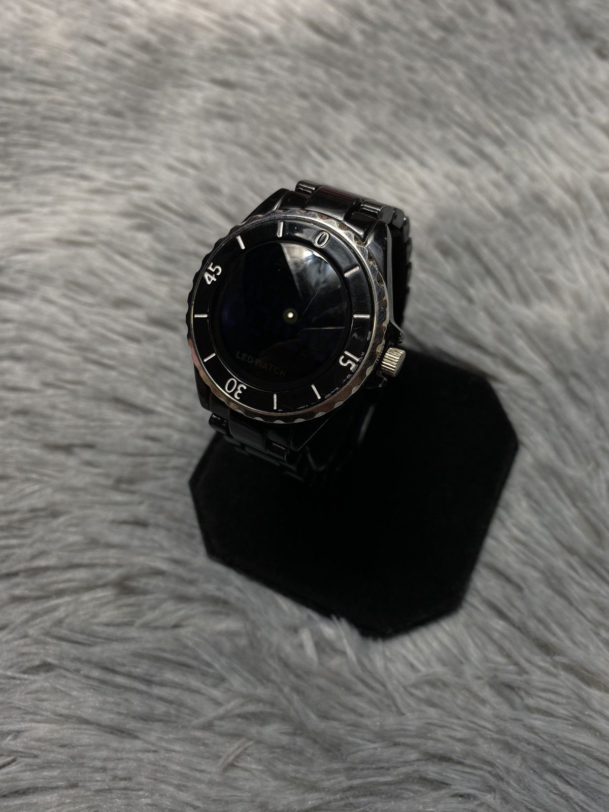 Japanese Brand Sleek LED Watch, Black Metal Strap - Japanese Brand Size ONE SIZE - 2 Thumbnail