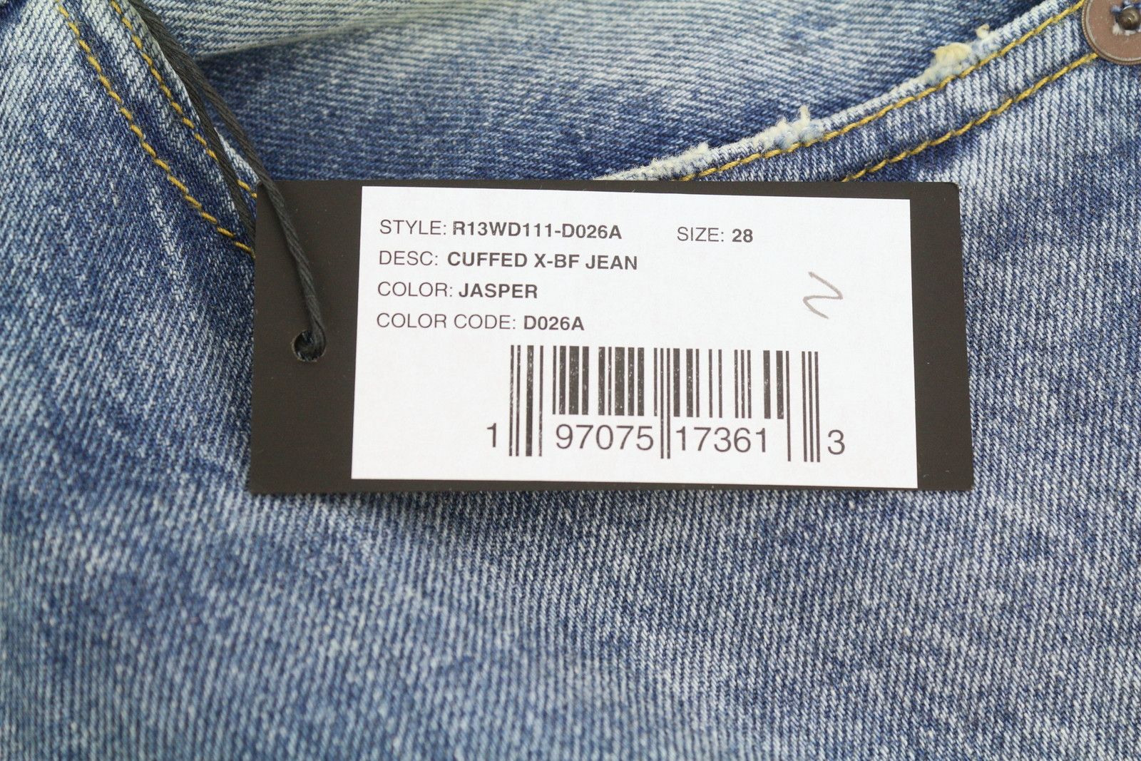 R13 CUFFED X-BF 28 Jasper Faded Denim 87202 Size 28" / US 6 / IT 42 - 7 Thumbnail