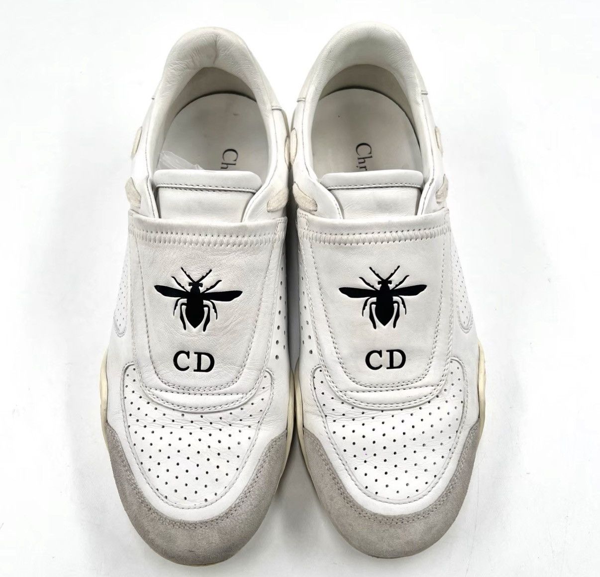 Dior Dior White Bee Leather Low Top Trainer K12 Size US 5.5 / IT 35.5 - 2 Thumbnail