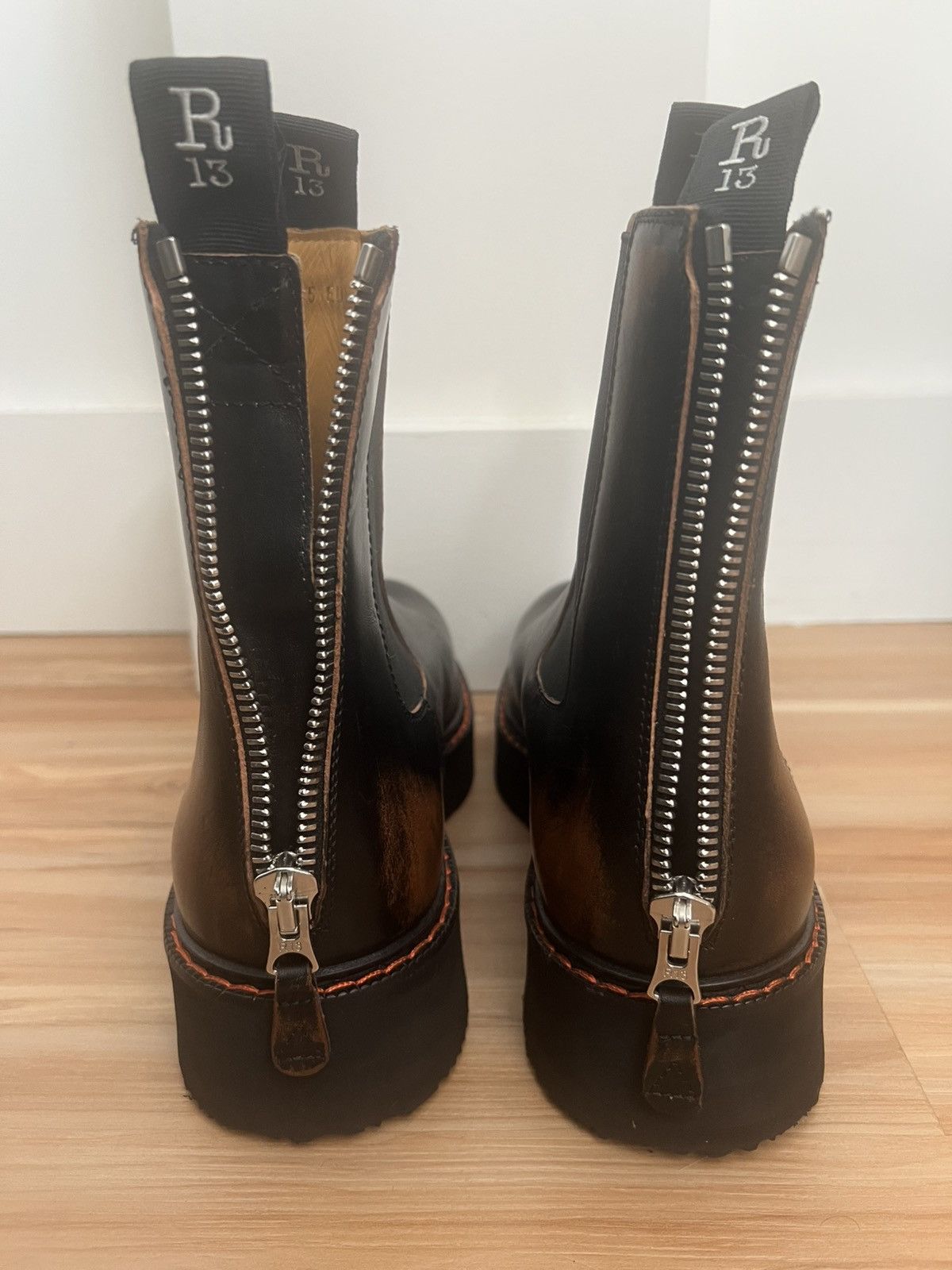 R13 R13 Single Stack Black/Brown Chelsea Boots Size US 8.5 / IT 38.5 - 3 Thumbnail