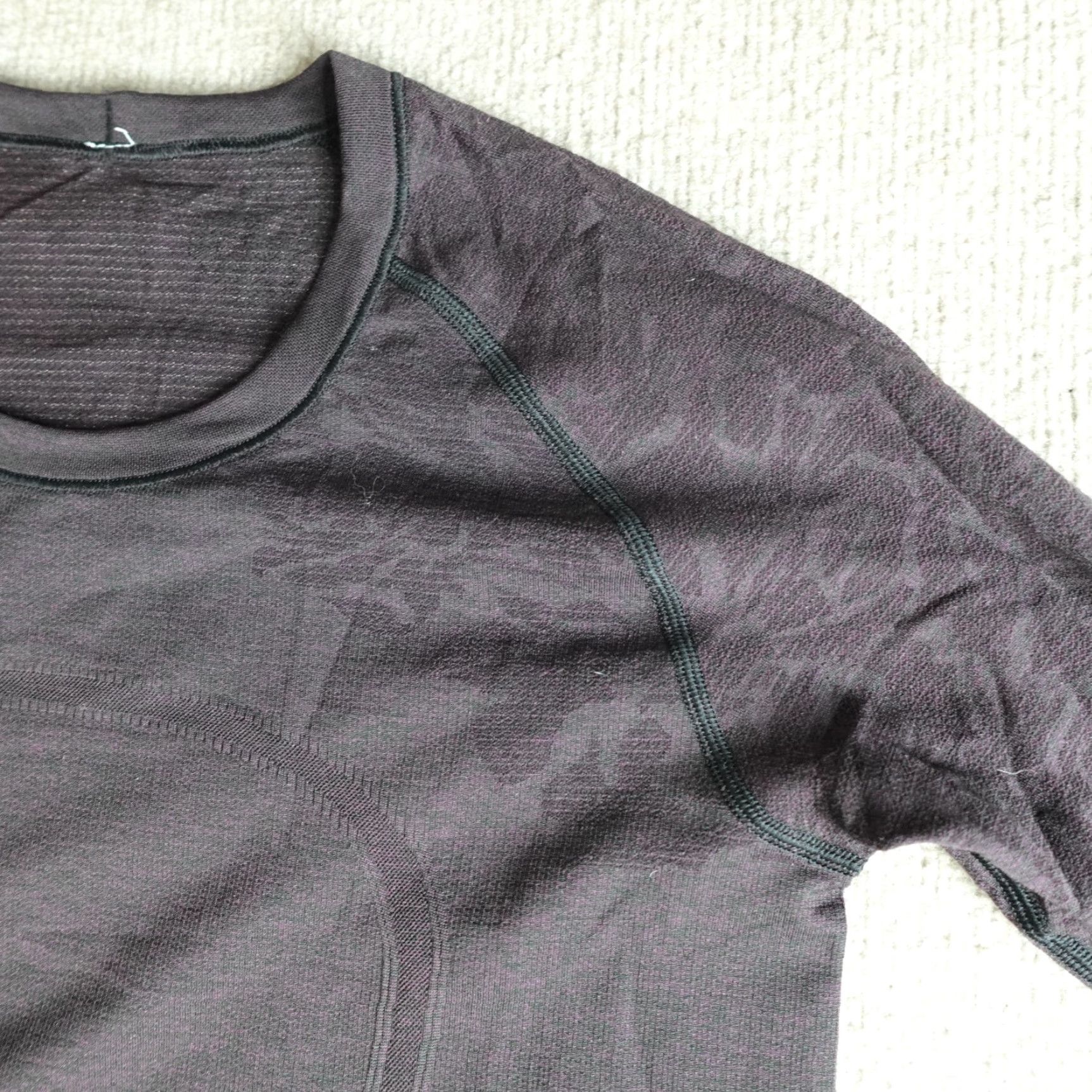 Lululemon Lululemon Swiftly Tech Womens Shirt Large Red Burgundy Raglan Floral Crew Neck Pullover Activewear Lis Shirts Womens Size L / US 10 / IT 46 - 2 Thumbnail