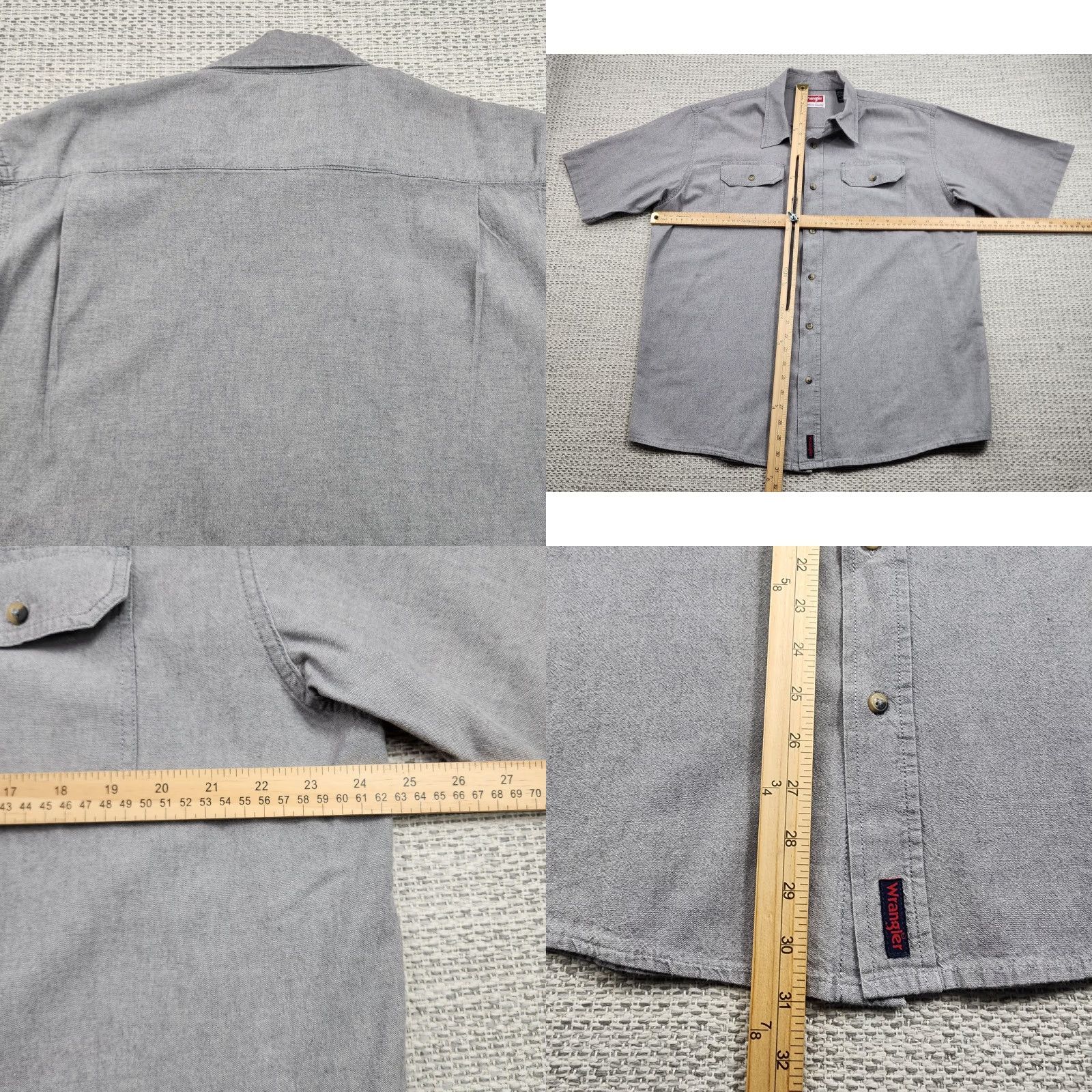 Wrangler Wrangler Shirt Mens L Gray Short Sleeve Button-Up Workwear Western Pockets Cowboy Classic Size US L / EU 52-54 / 3 - 8 Thumbnail