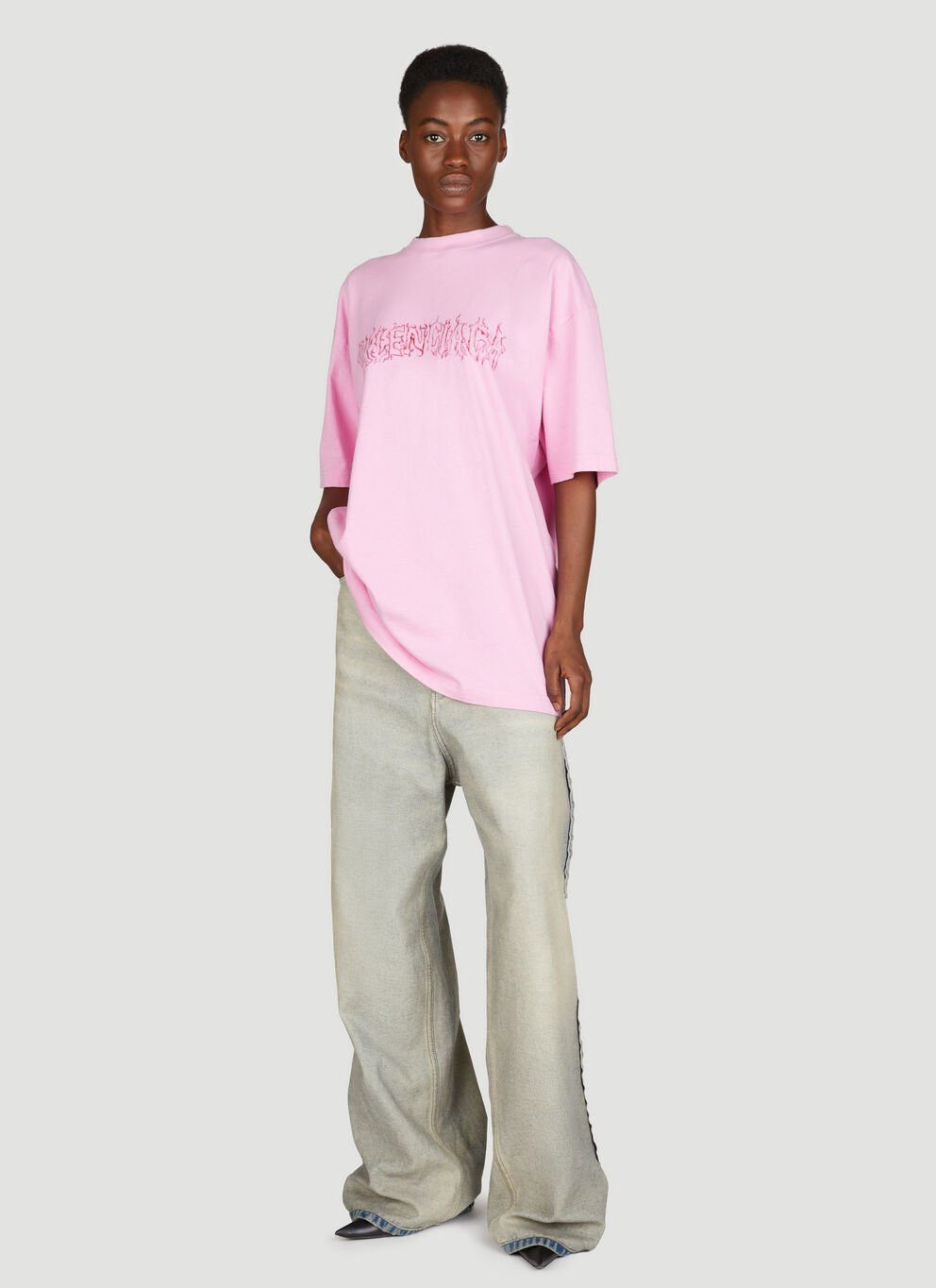 image of Balenciaga Darkwave Large Fit T-Shirt in Pink, Women's (Size Medium)