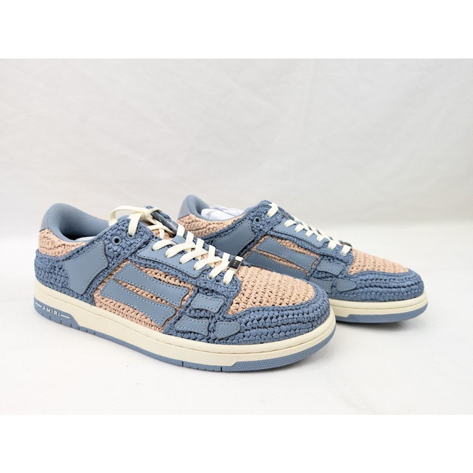 Amiri o1rshd1 Q:3 / Raffia Skeleton Low-Top Sneakers in Blue Size US 11 / EU 44 - 12 Thumbnail