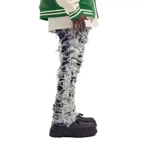 VIBE Icy Stacked Distressed Denim Jeans Size US 32 / EU 48 - 4 Thumbnail