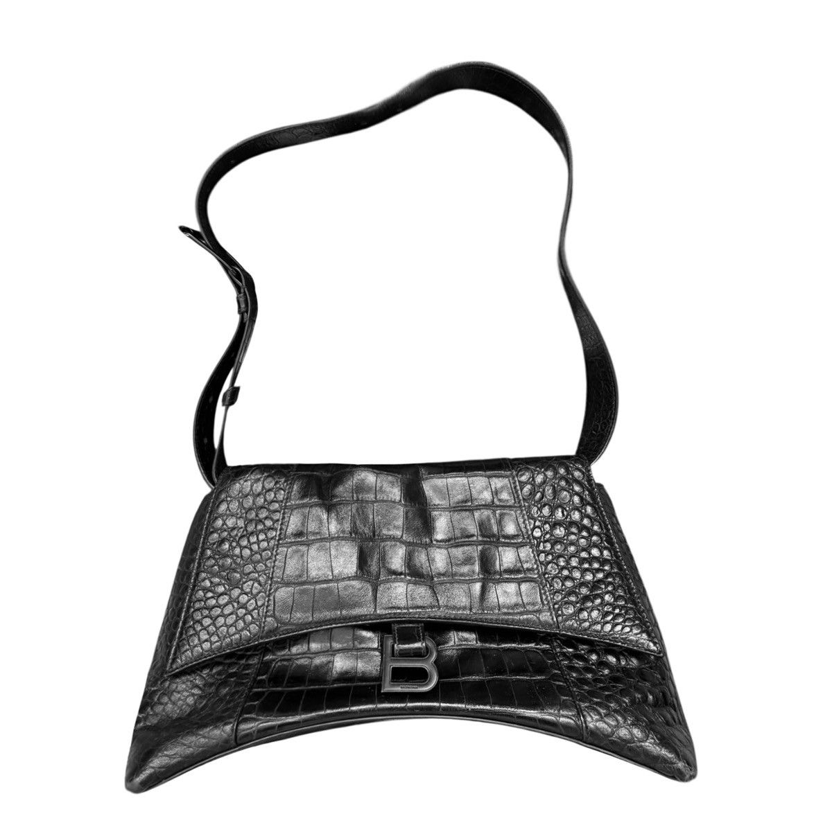Balenciaga Balenciaga Downtown Medium Crocodile Embossed Shoulder Bag Size ONE SIZE - 1 Thumbnail