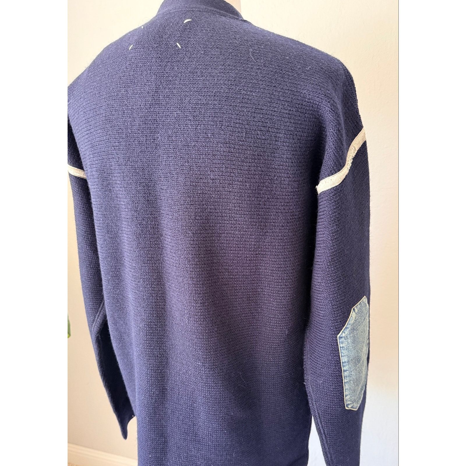 Maison Margiela Maison Margiela Wool Cardigan Denim Elbow Patch V-Neck NWT Size US M / EU 48-50 / 2 - 7 Thumbnail
