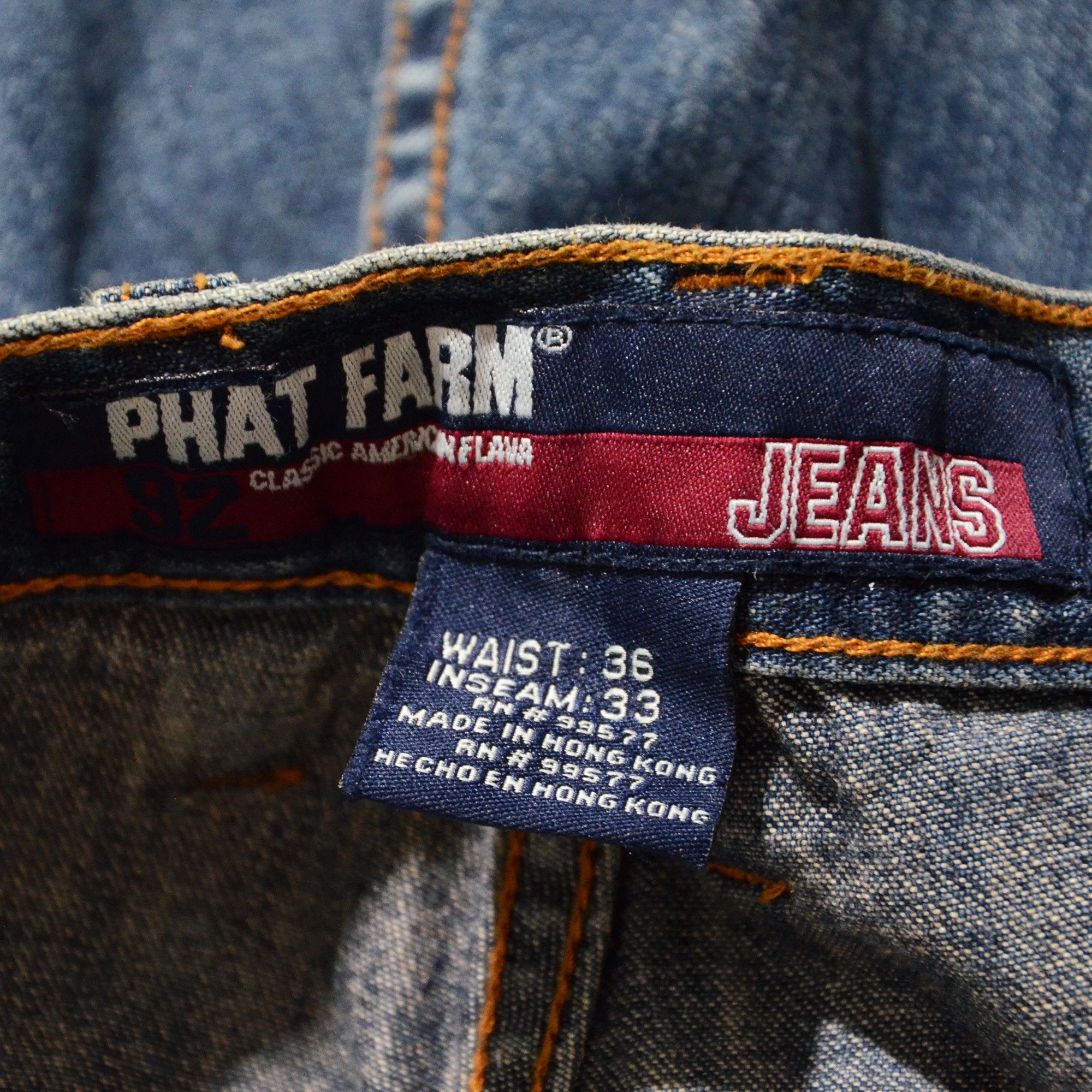 Phat Farm [Stain on buttock] Loose Fit Scratches & Patches 90s Hiphop Size US 34 / EU 50 - 4 Thumbnail