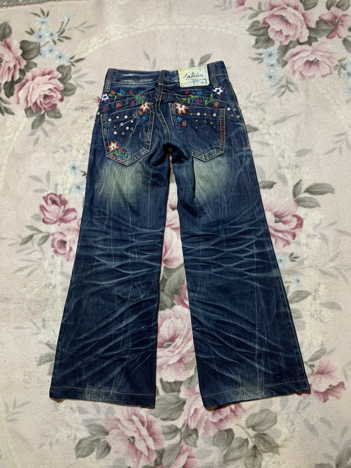 If Six Was Nine Insane 🔥 Yoshitomo nara x lolita jeans floral baggy jeans Size 29" - 2 Thumbnail