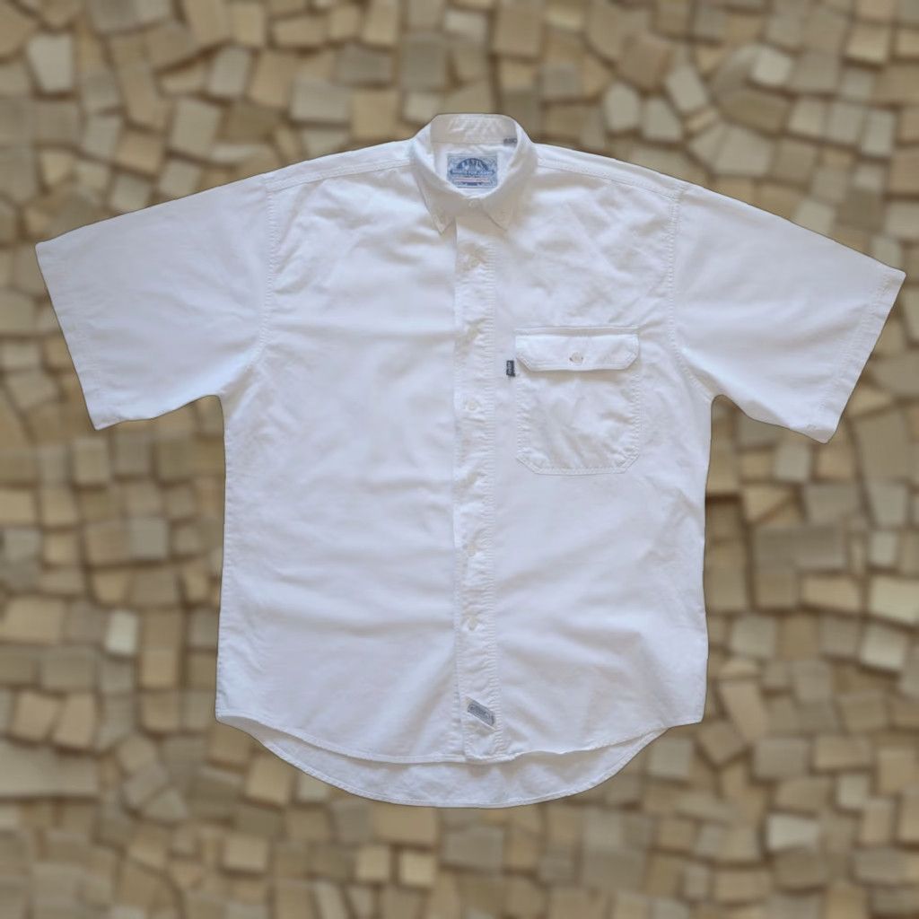 Levi's VINTAGE Levi's Shirt Button-Down Short Sleeve Cotton 1992 90s M White Mens Shirt Size US M / EU 48-50 / 2 - 1 Thumbnail