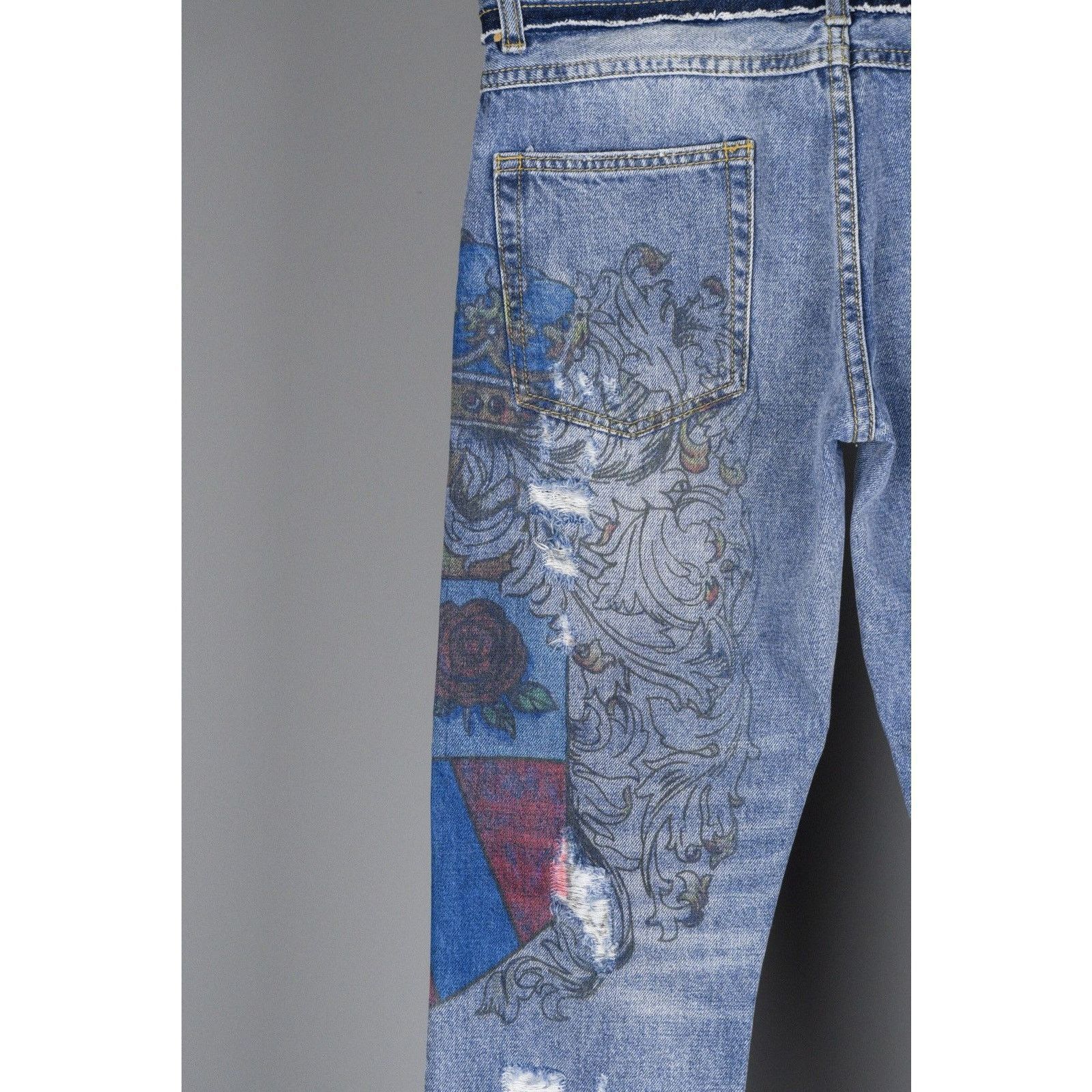 Dolce & Gabbana Dolce gabbana light blue printed ripped denim pants jeans Size US 30 / EU 46 - 8 Thumbnail