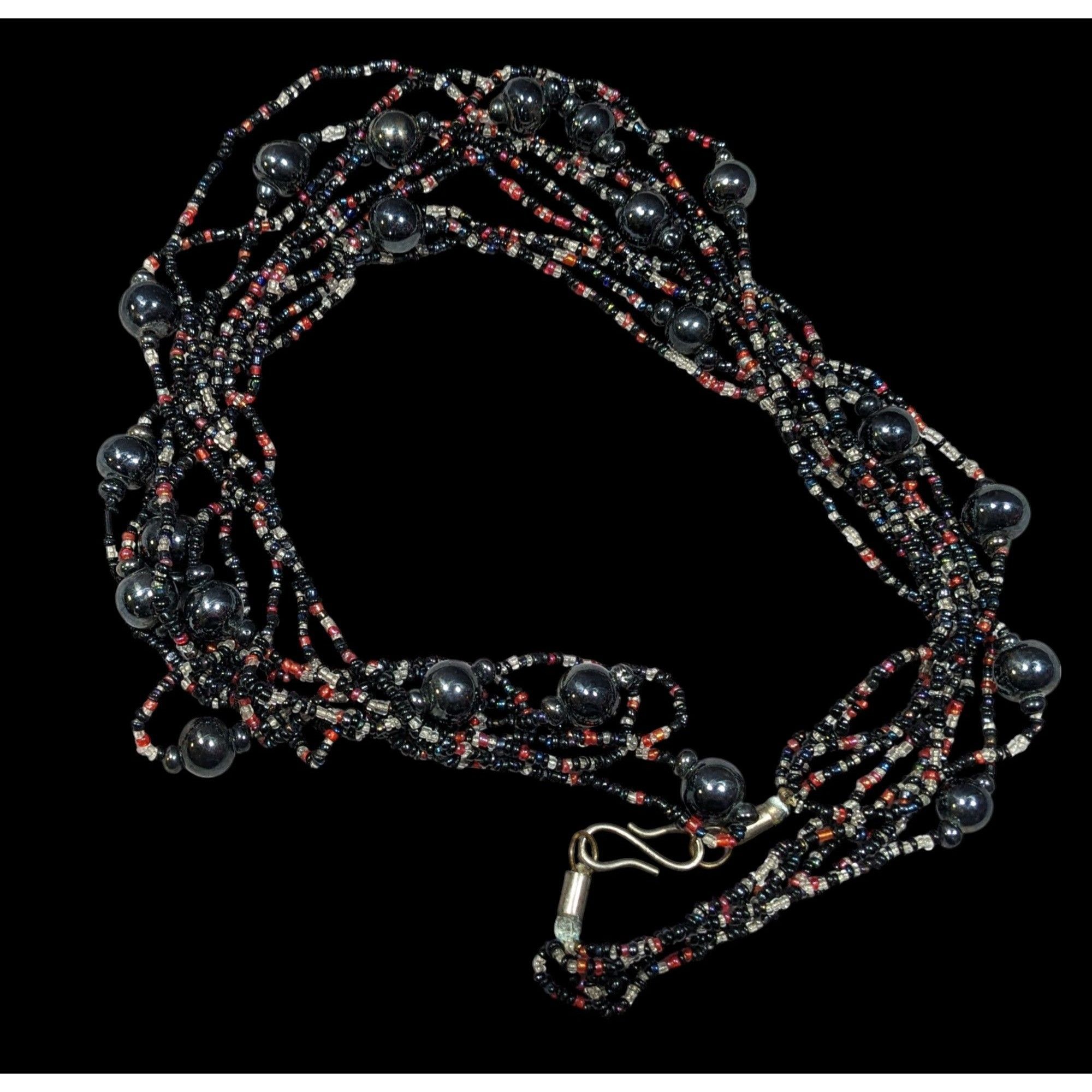 Other Vintage Elegant Black Red And Clear Glass Beaded Multilayer Size ONE SIZE - 1 Thumbnail
