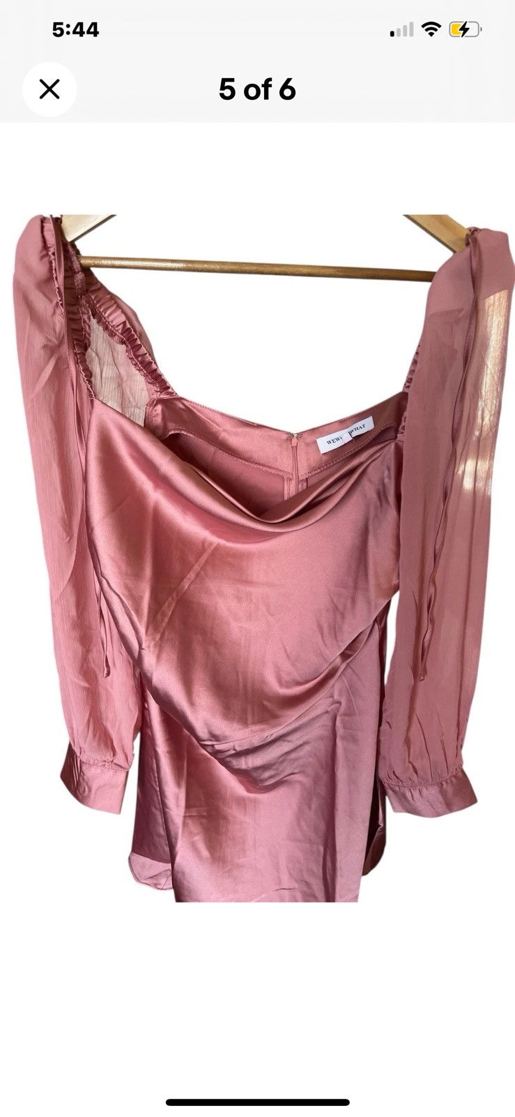 WeWoreWhat WeWoreWhat Pink Satin long Sleeve Dress size 12 Sheer Sleev Size XL / US 12-14 / IT 48-50 - 5 Thumbnail